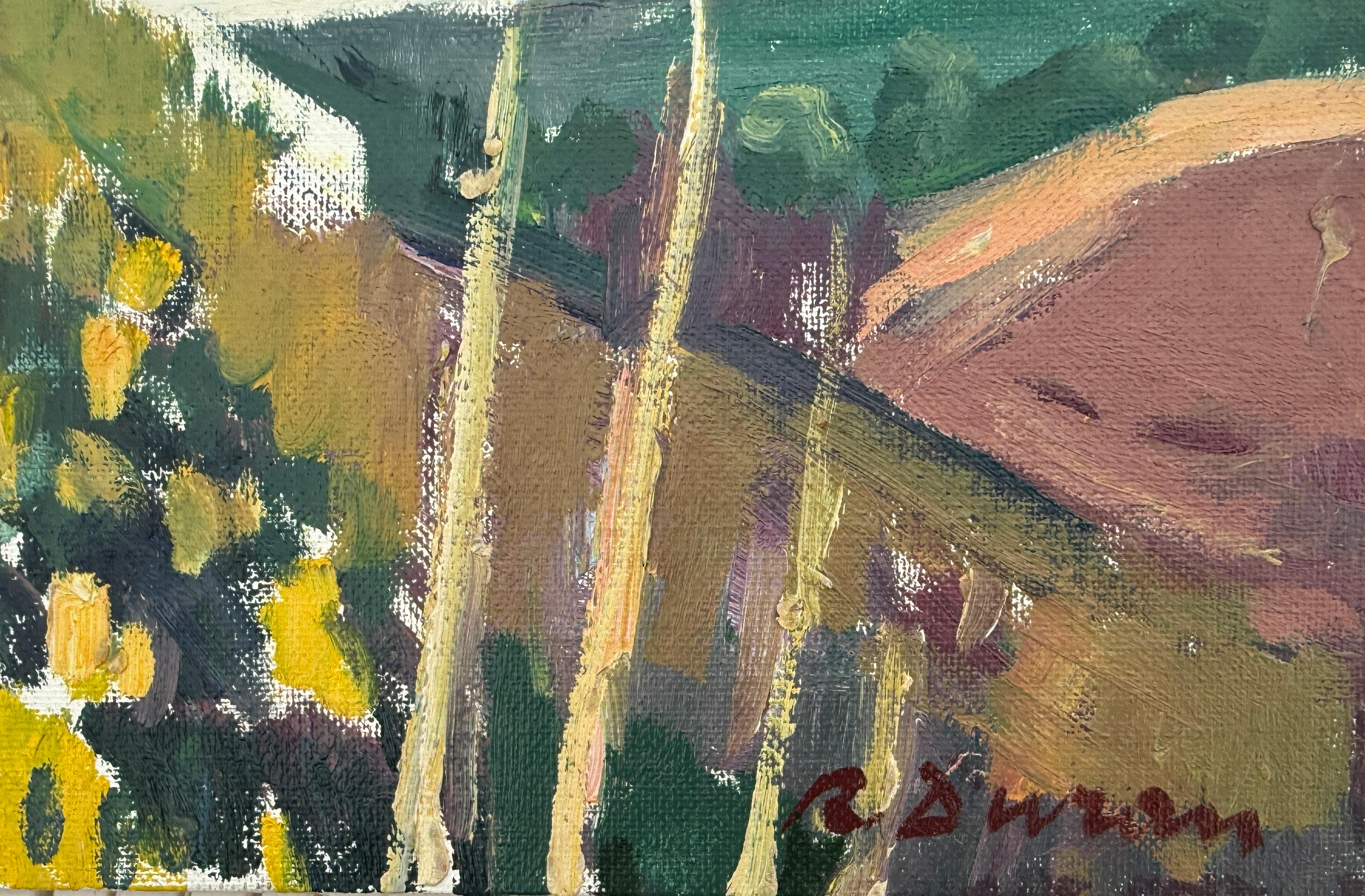 Mediterranes Dorf, Ölgemälde, spanische Landschaft – Painting von Rafael Duran Benet