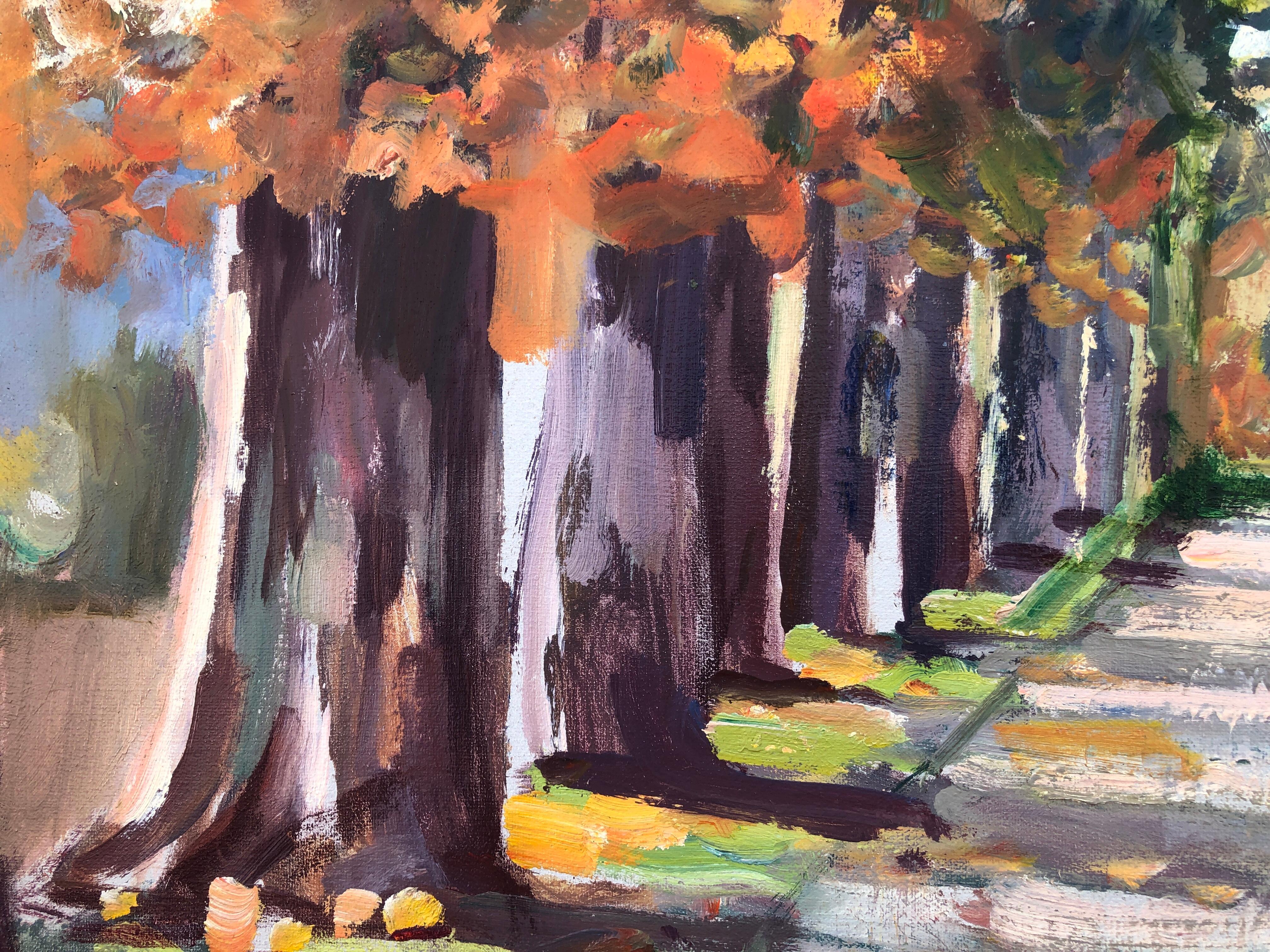 Camino con árboles pintura al óleo arte europeo paisaje 2