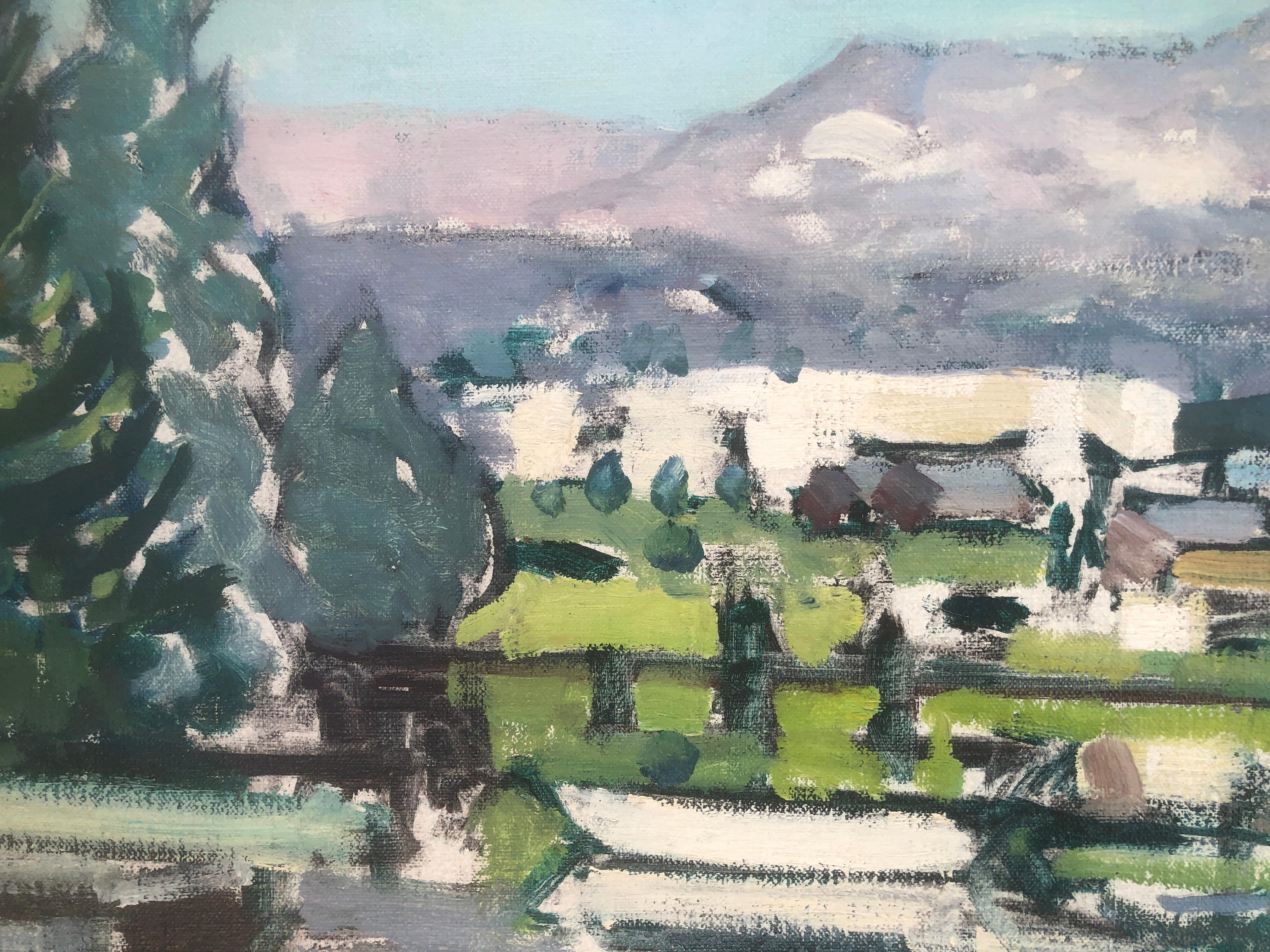 Le lac des Pyrénées, Espagne, peinture à l'huile sur toile, paysage écossais en vente 1