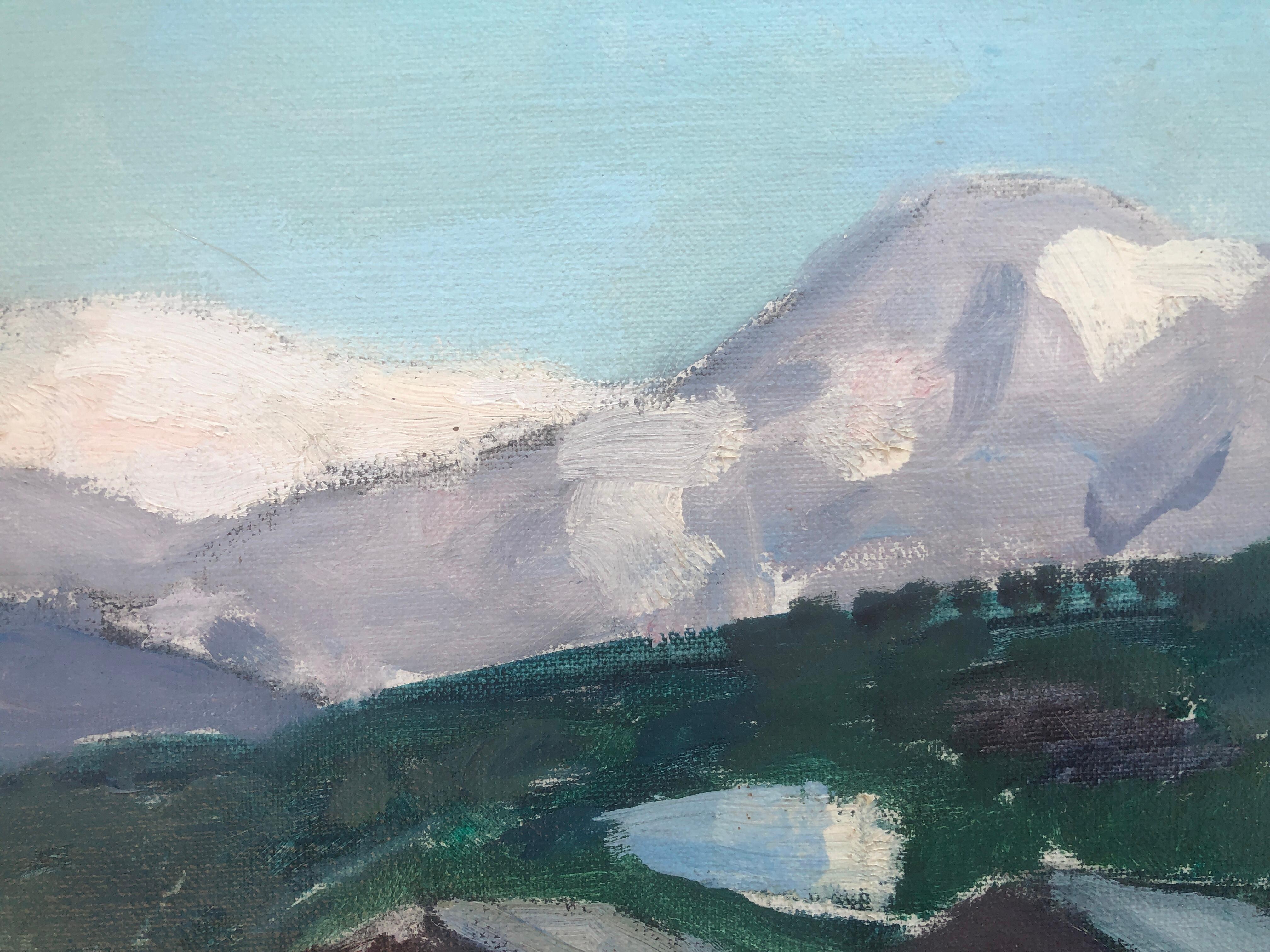 Le lac des Pyrénées, Espagne, peinture à l'huile sur toile, paysage écossais en vente 2
