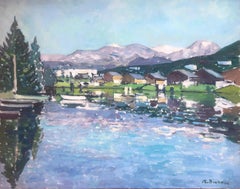 Le lac des Pyrénées, Espagne, peinture à l'huile sur toile, paysage écossais