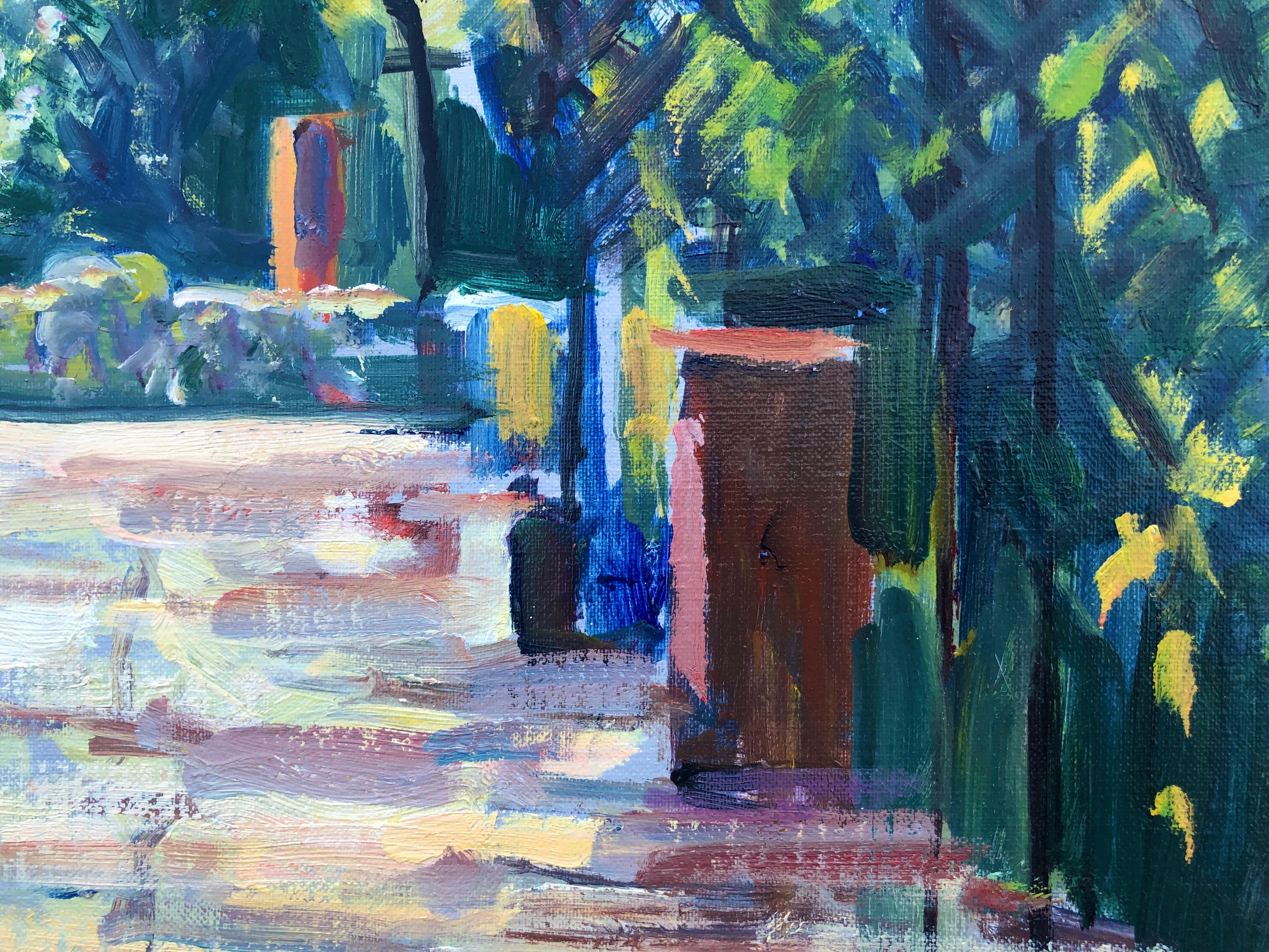 Sevilla jardín óleo arte europeo España paisaje español - Painting Posimpresionista de Rafael Duran Benet