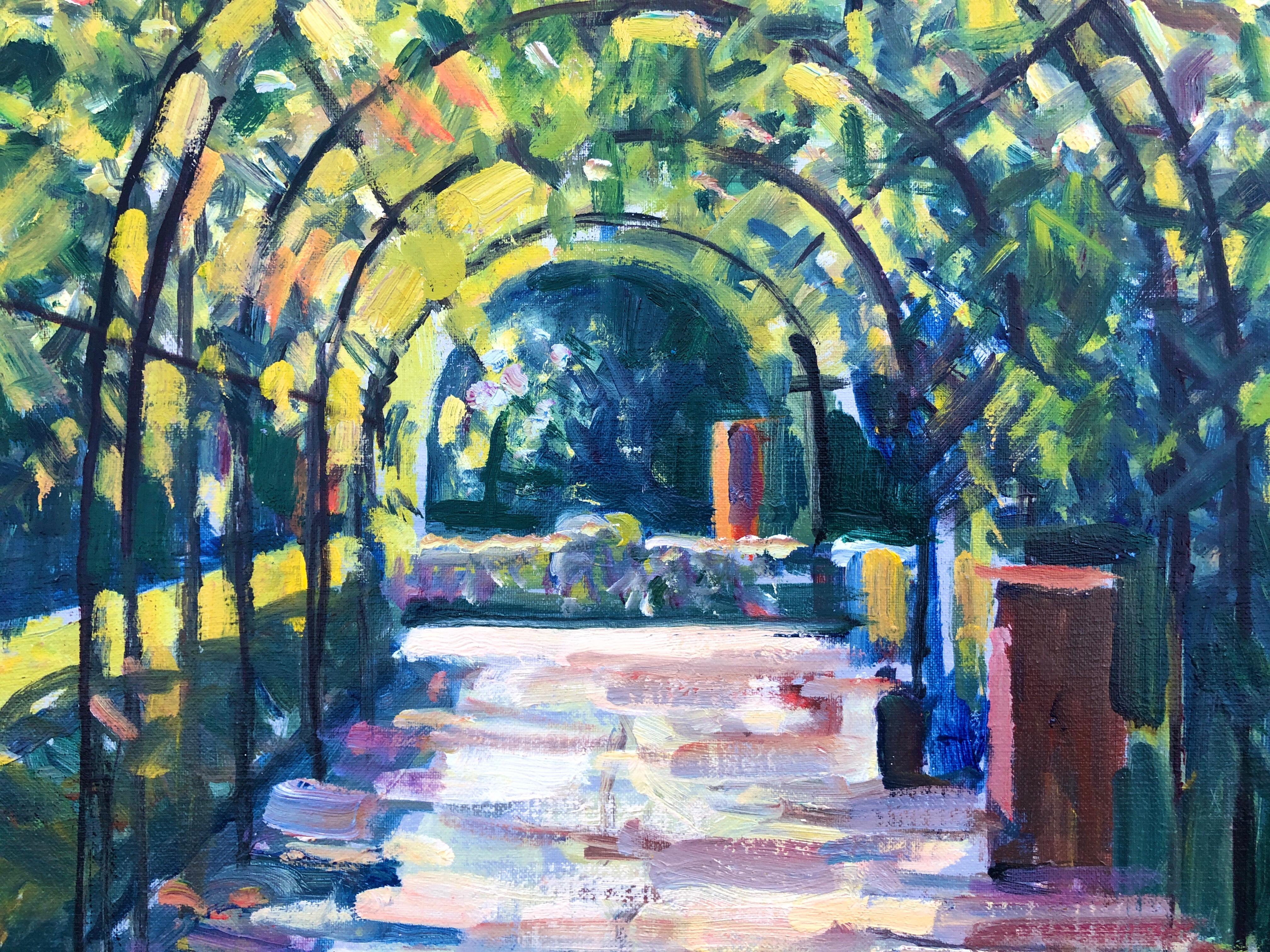 Sevilla jardín óleo arte europeo España paisaje español en venta 1