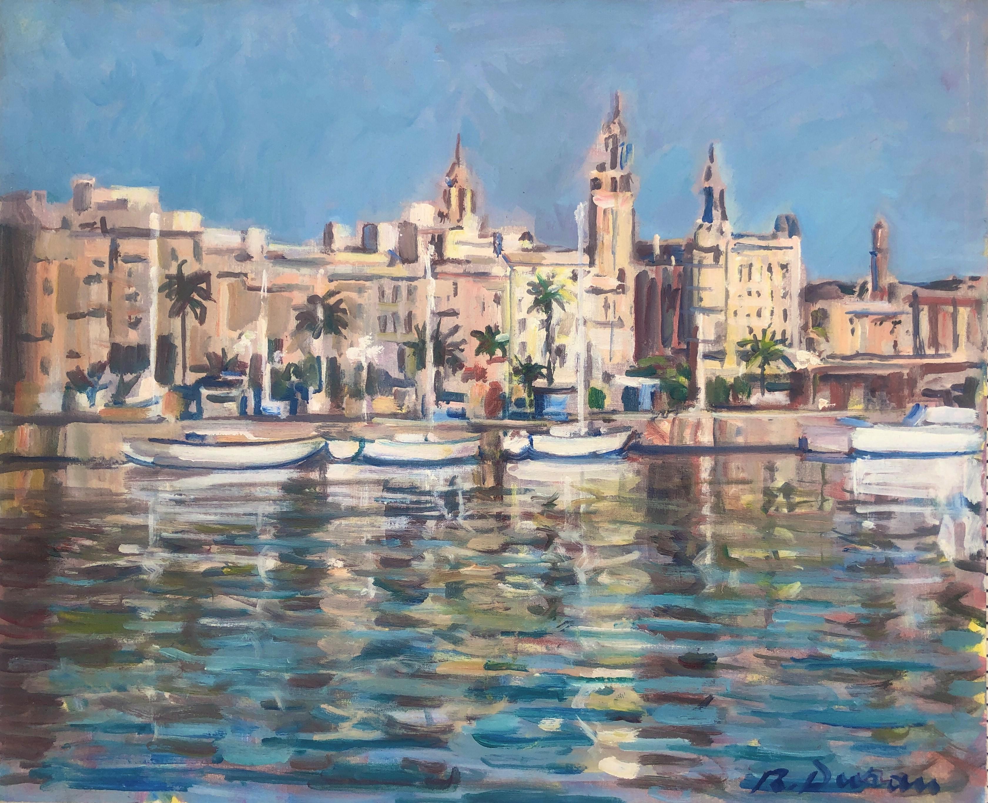 Rafael Duran Benet Landscape Painting - Seville from the Guadalquivir Spain oil painting spanish seascape