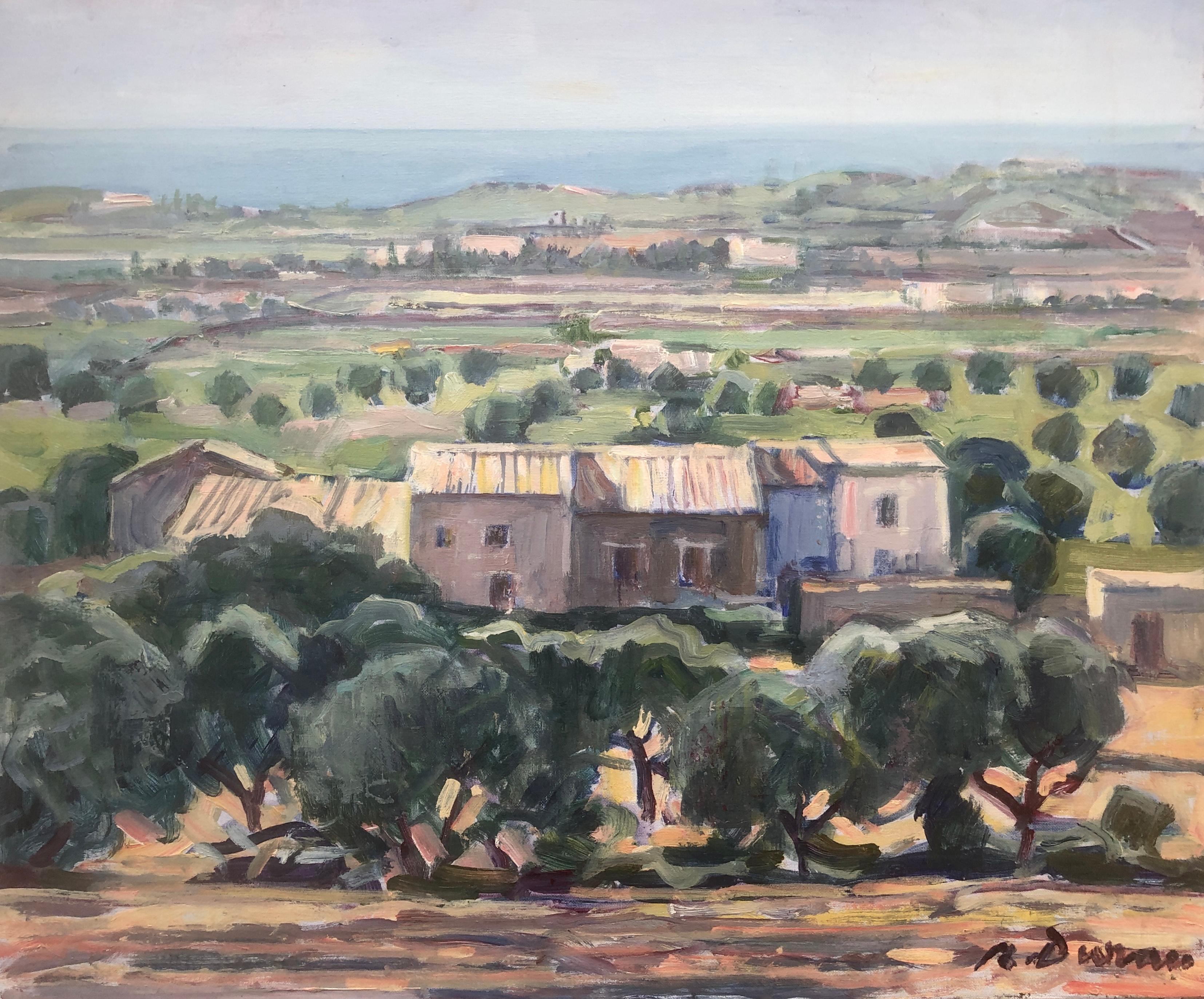 Peinture à l'huile de paysage de la Sicile, Italie