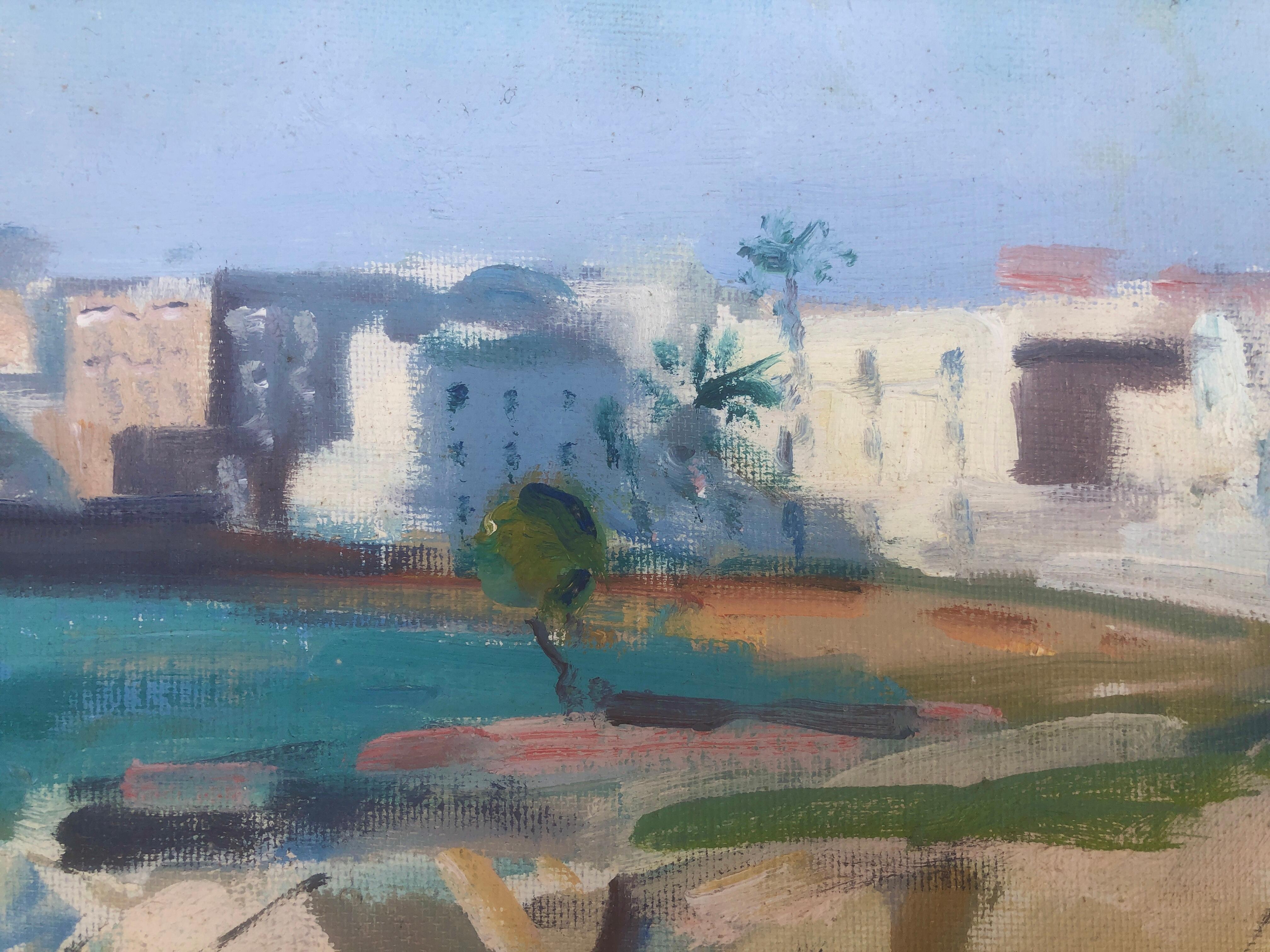 Sitges Spain oil painting spanish landscape seascape urbanscape - Post-Impressionist Painting by Rafael Duran Benet