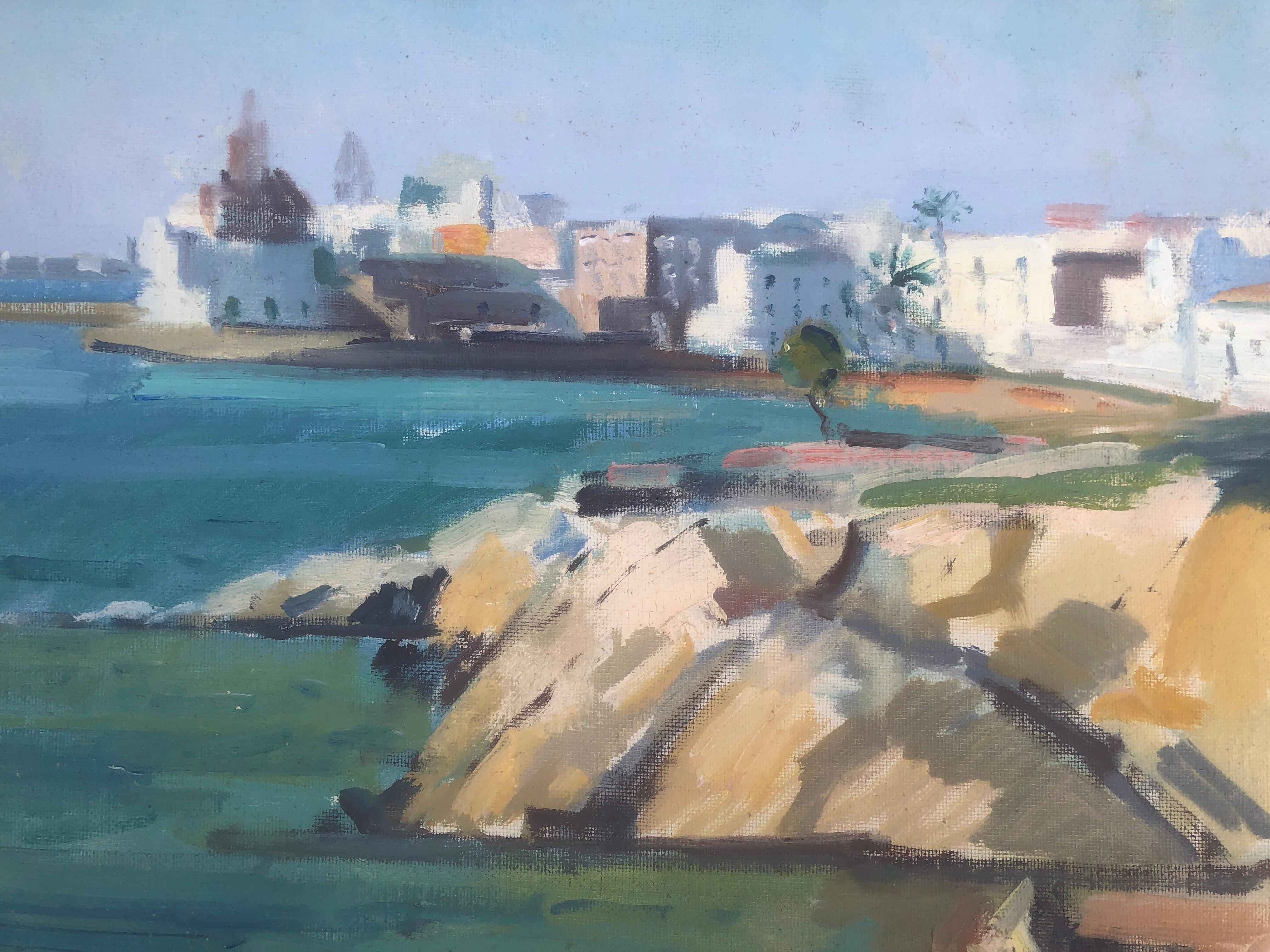 Sitges Spain oil painting spanish landscape seascape urbanscape For Sale 2