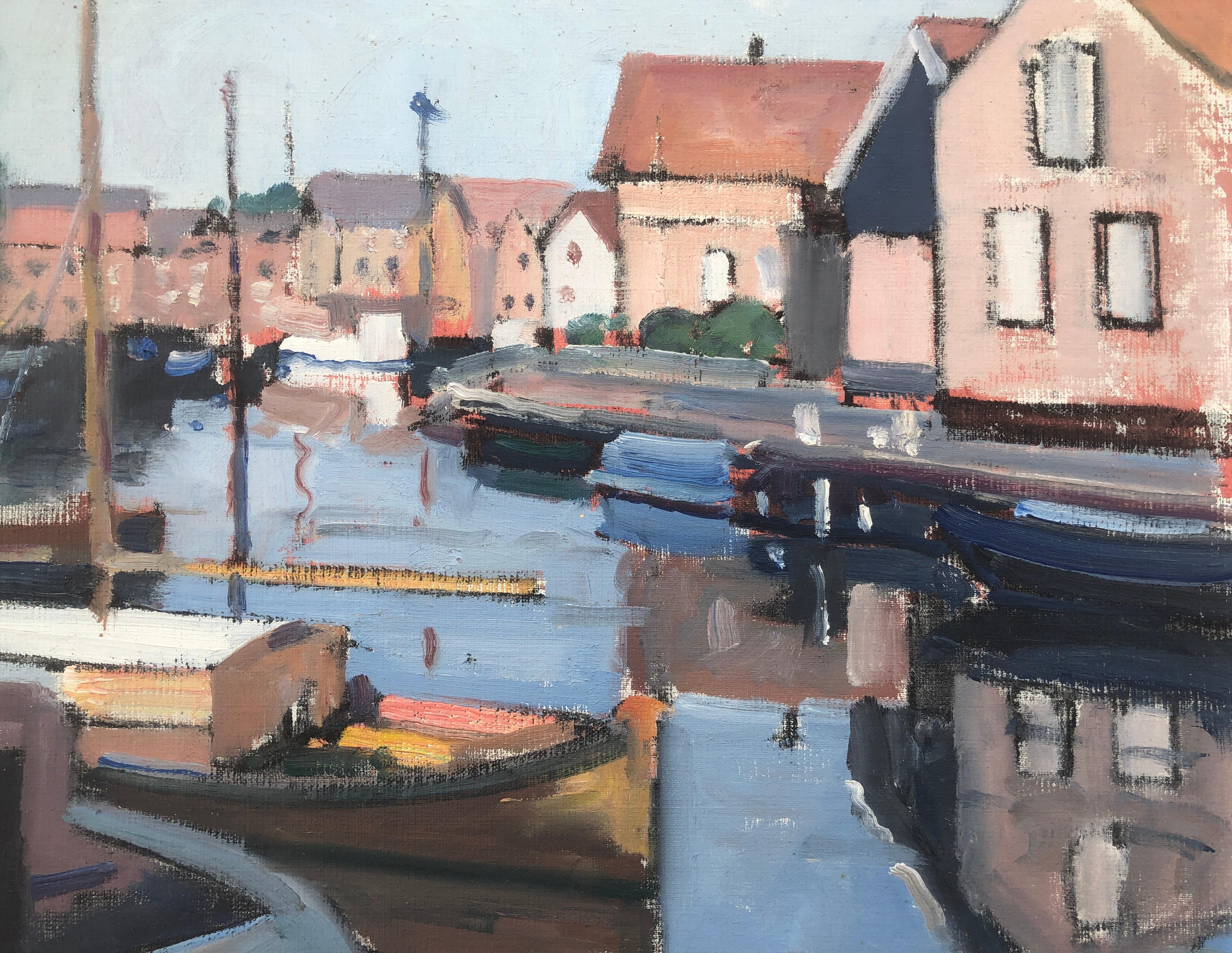 Spakenburg Pays-Bas peinture à l'huile paysage marin paysage urbain en vente 3