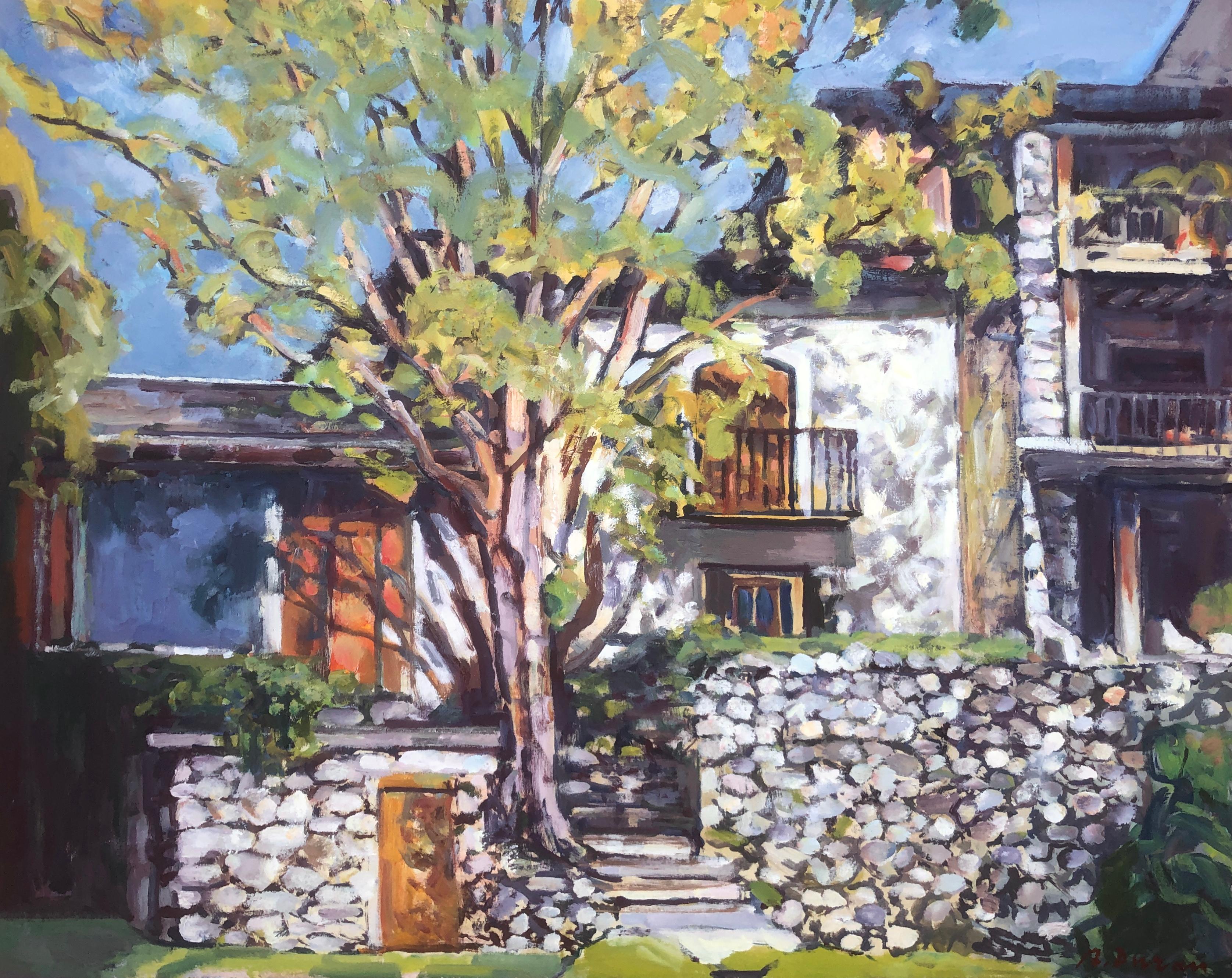Rafael Duran Benet Landscape Painting – Spanische Landschaft Spanien Öl auf Leinwand Gemälde ländliches Haus