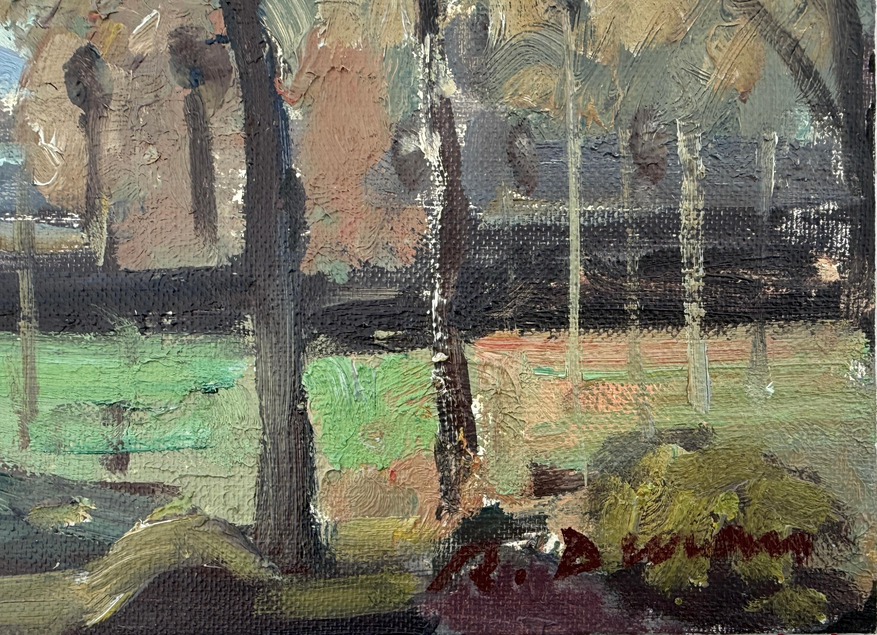 Villaggio spagnolo con chiesa pittura a olio arte europea - Painting di Rafael Duran Benet