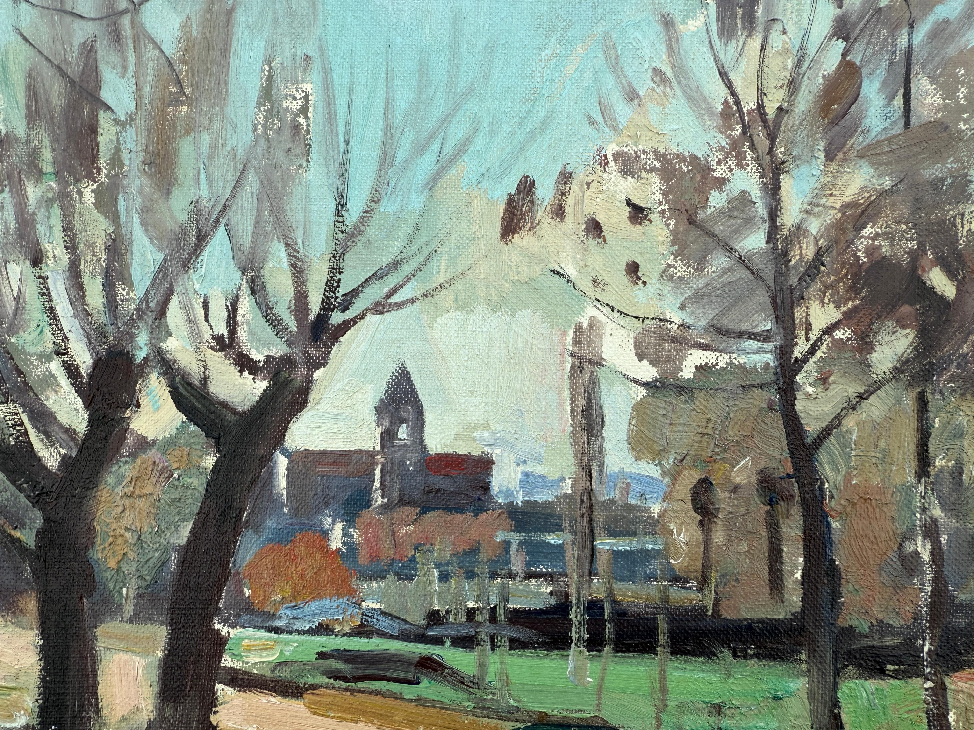 Villaggio spagnolo con chiesa pittura a olio arte europea in vendita 2