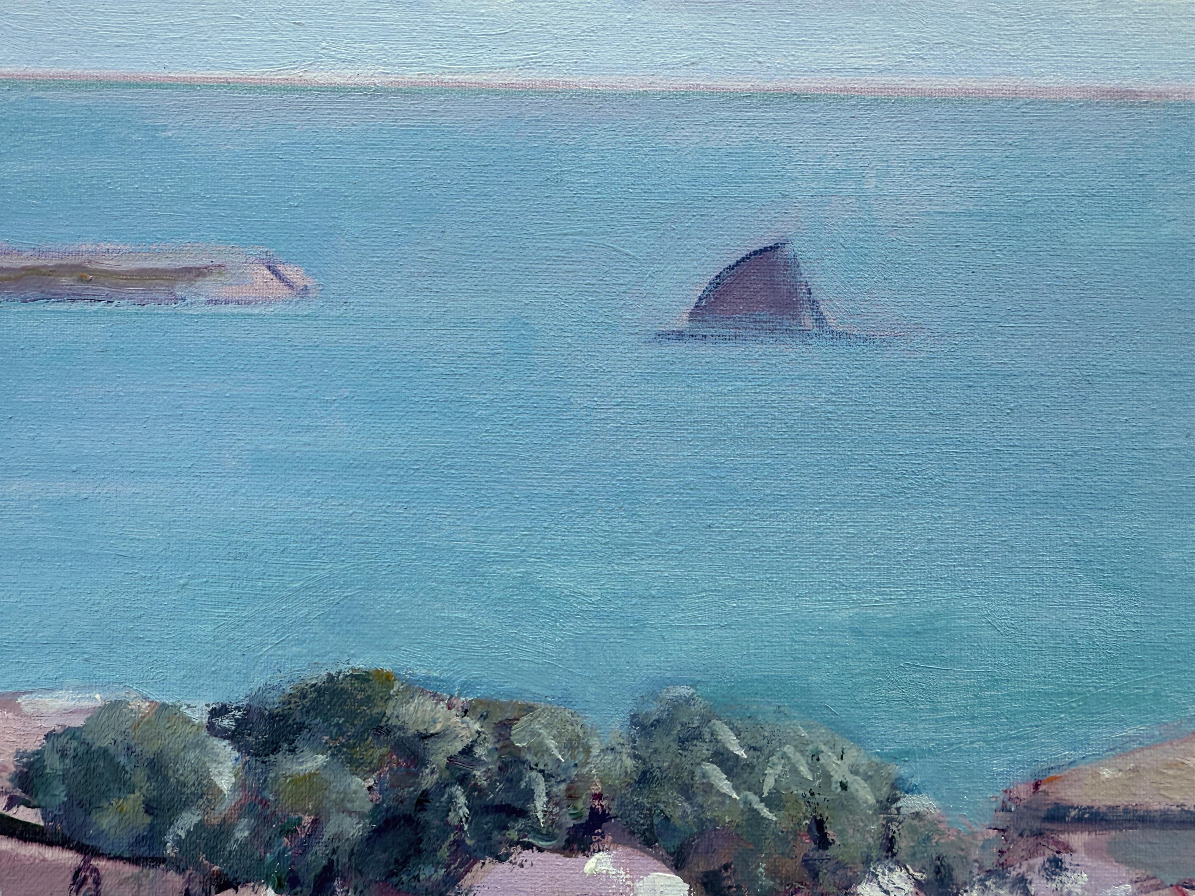Primavera en Cadaqués España paisaje marino mediterráneo - Landscape Painting Púrpura de Rafael Duran Benet