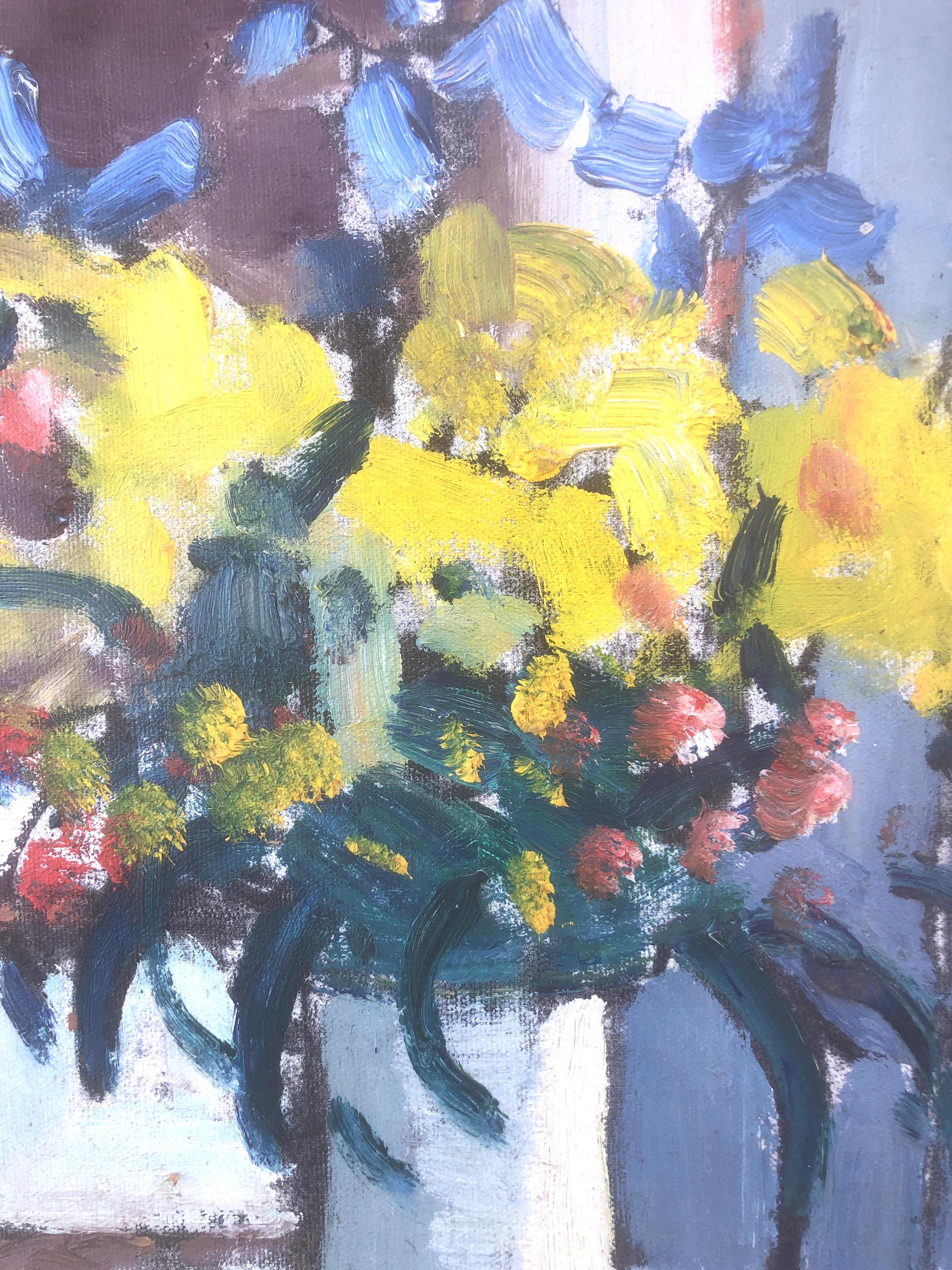 Still life of flowers oil on board painting For Sale 1