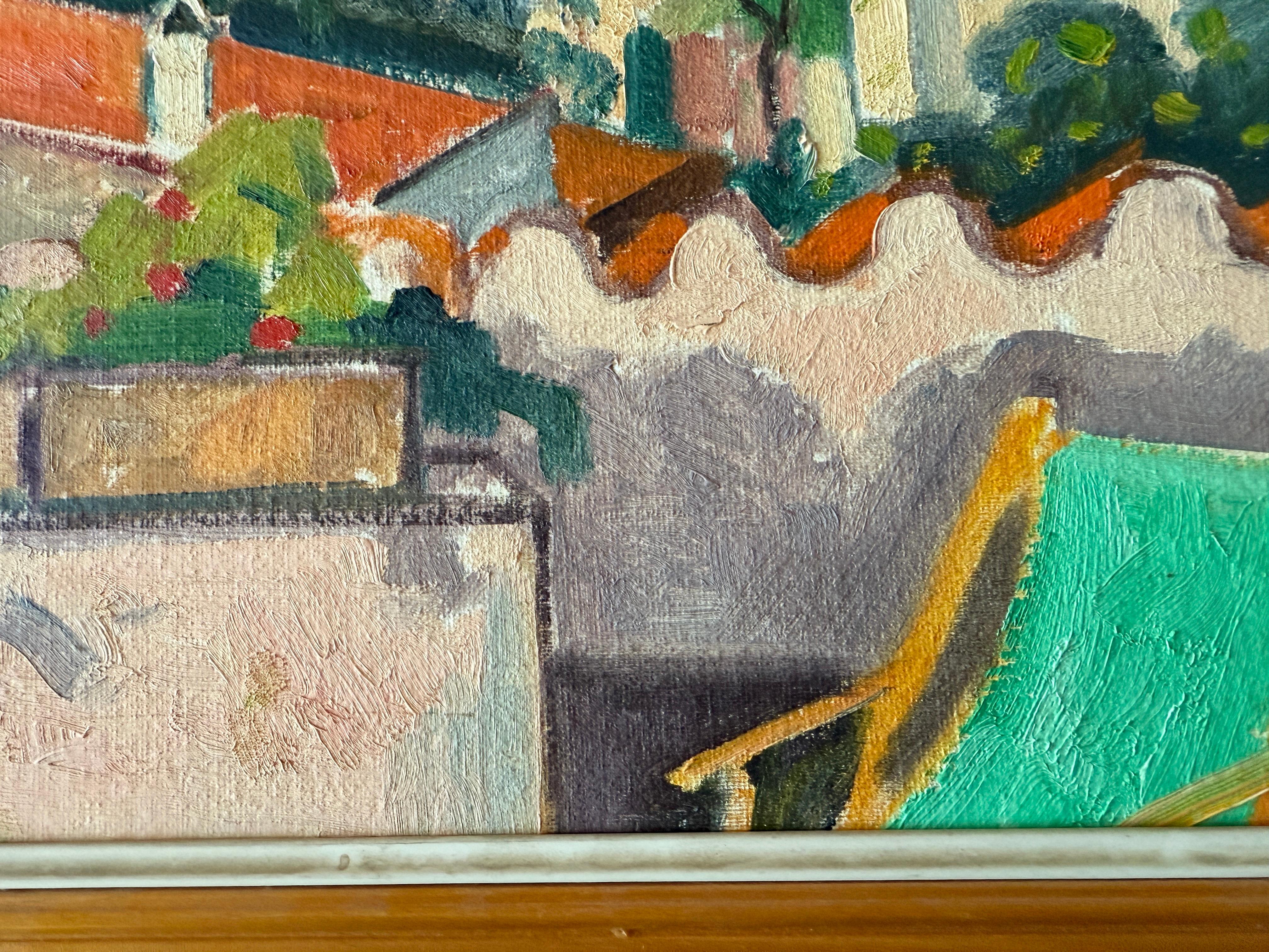 Terraza con silla verde óleo España mediterráneo en venta 1