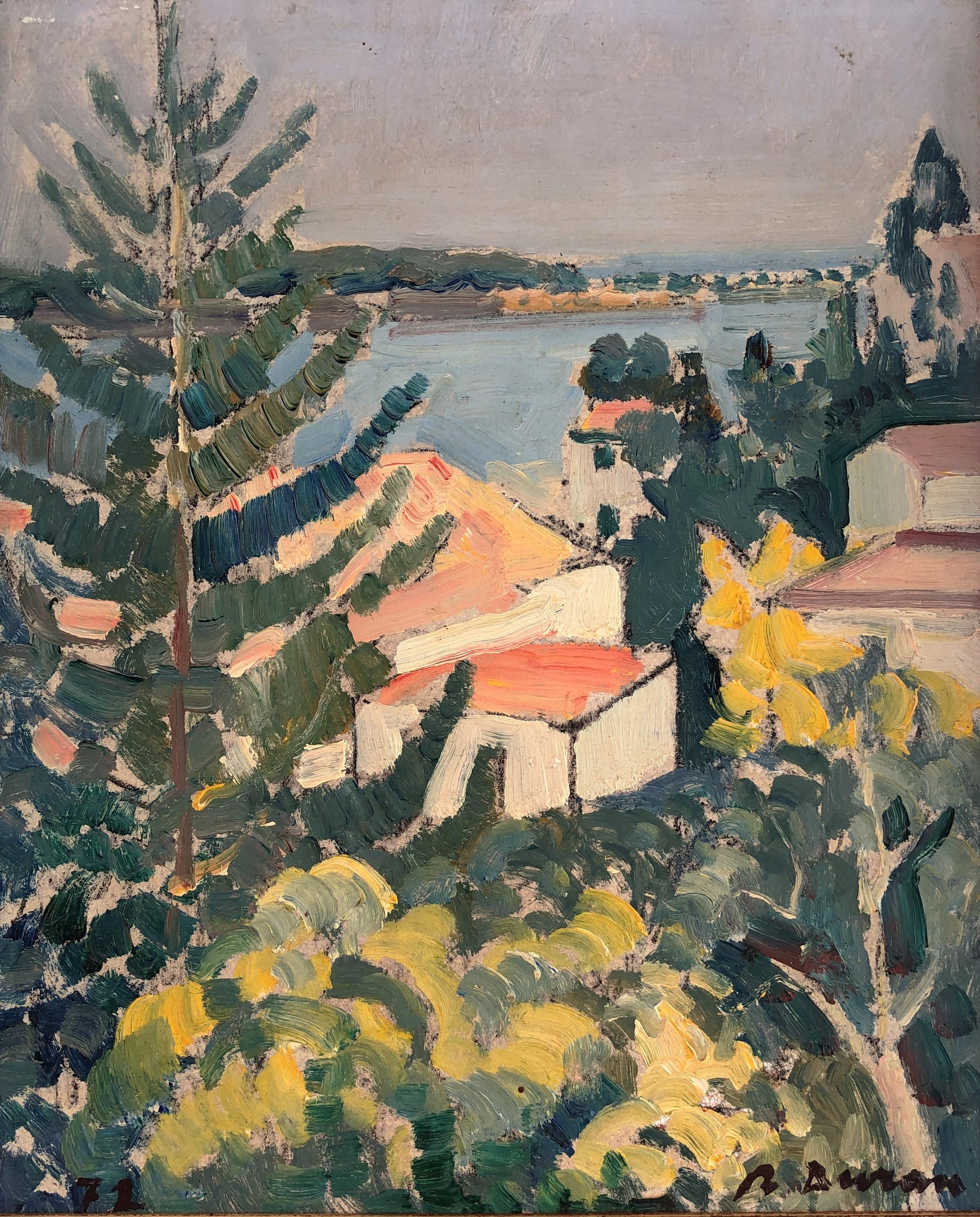 Rafael Duran Benet Landscape Painting - View of Cadaqués Spain original oil painting