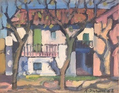 View of spanish village original oil painting