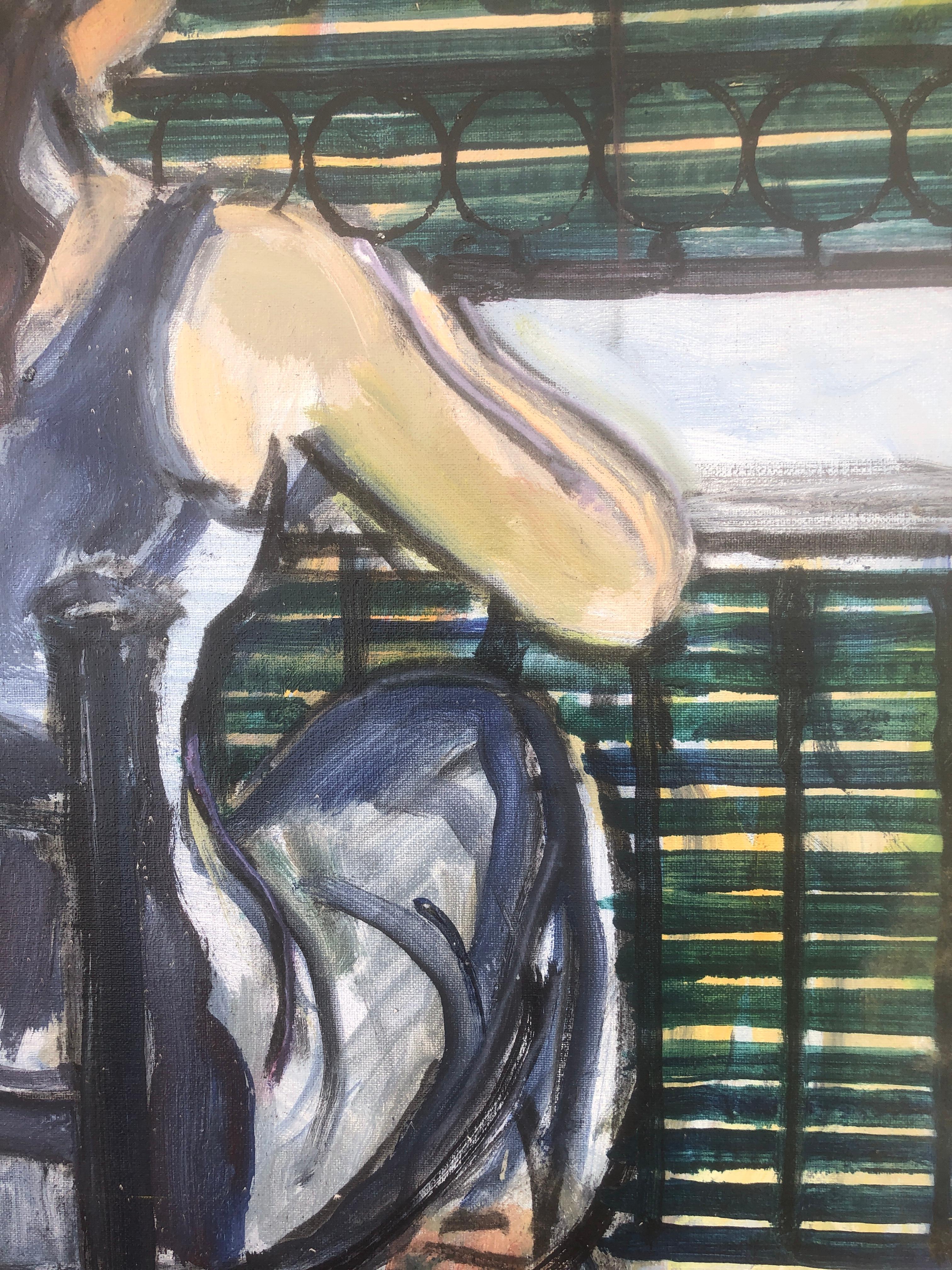 Femme de dos peinture à l'huile - Post-impressionnisme Painting par Rafael Duran Benet