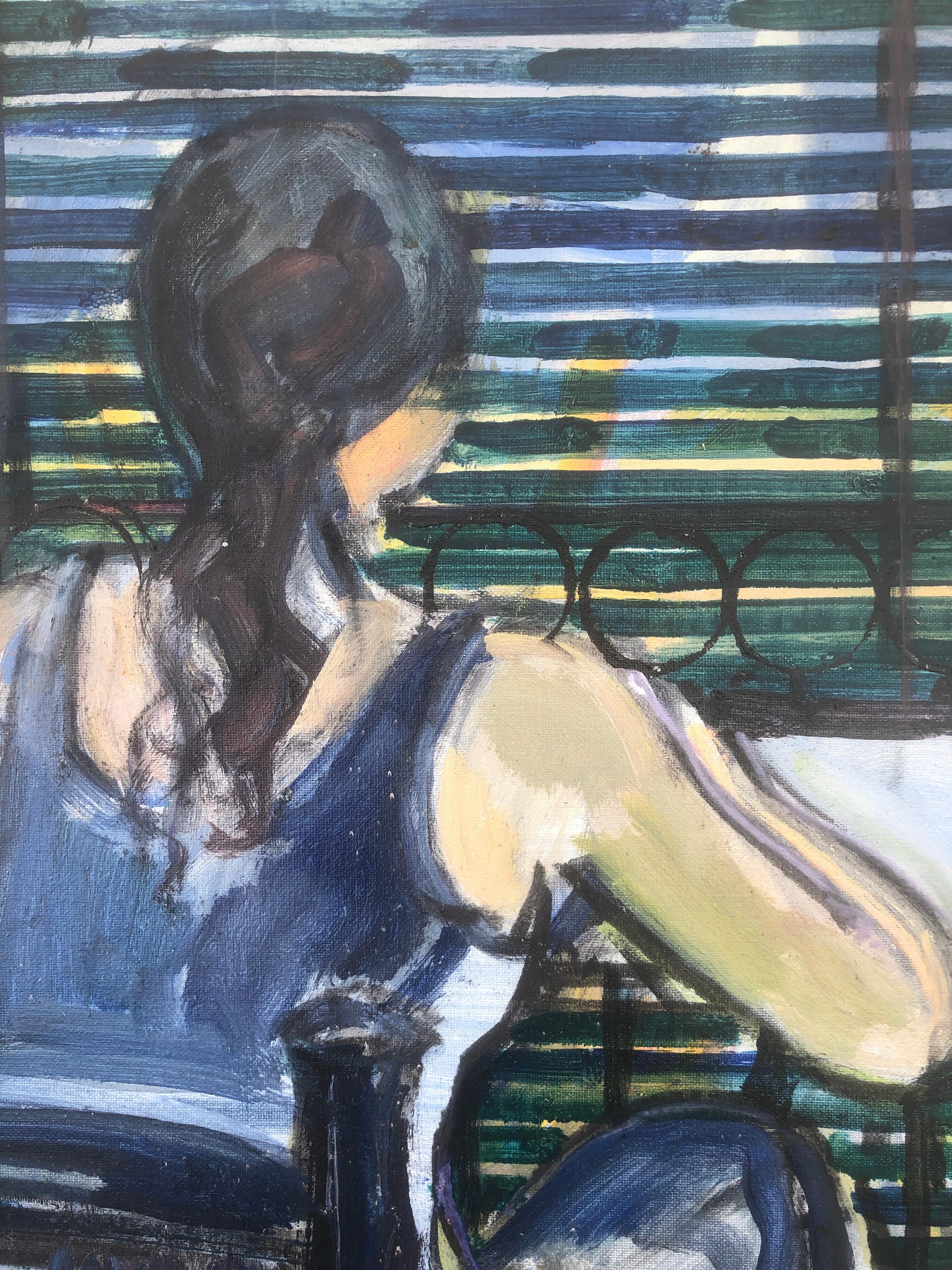 Woman from behind oil painting For Sale 3