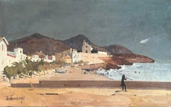 Sitges Spain oil on canvas painting mediterranean art spanish seascape