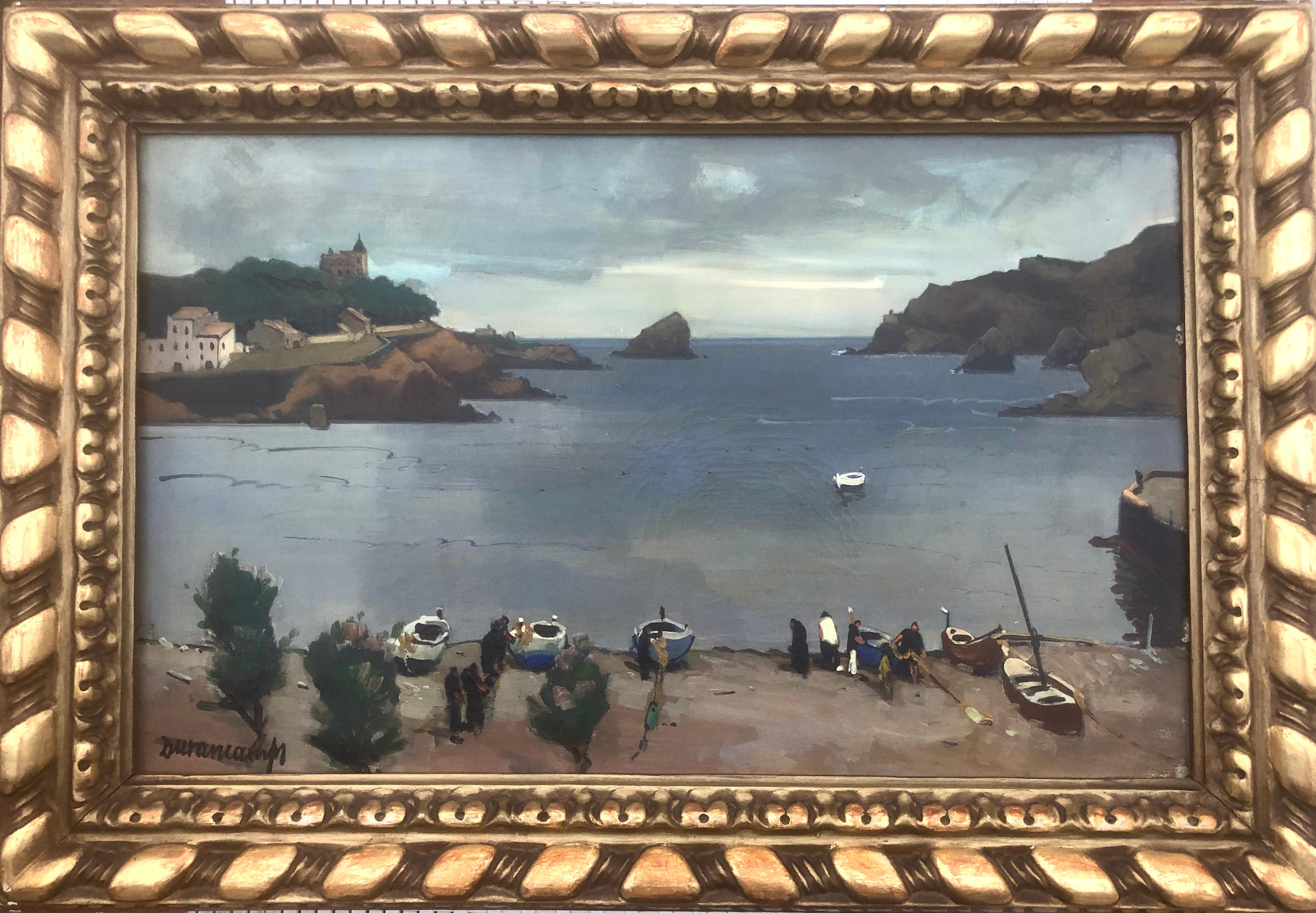 Spanish seascape oil on canvas painting european art xx century cadaques - Painting by Rafael Durancamps
