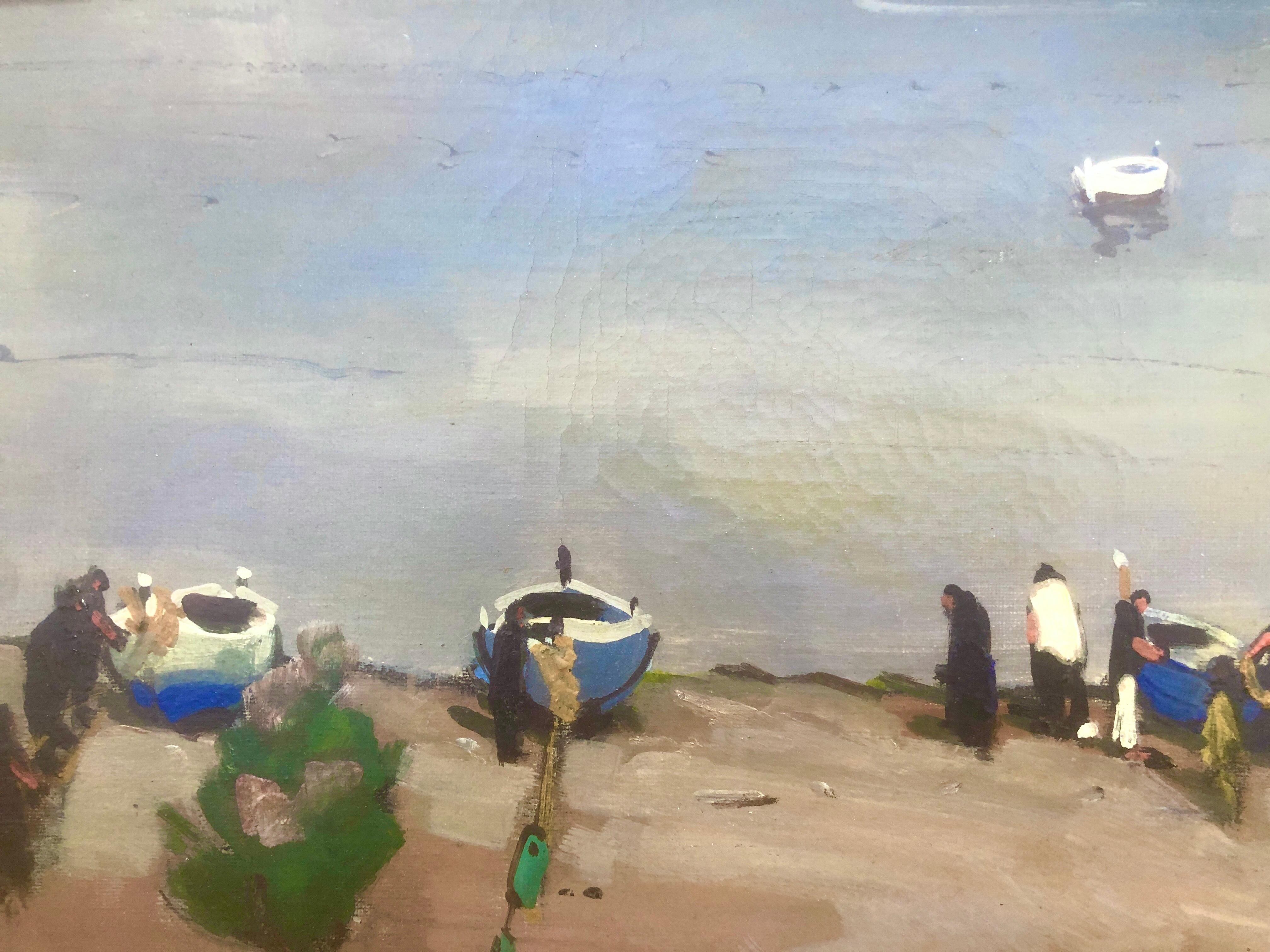 Spanish seascape oil on canvas painting european art xx century cadaques For Sale 3
