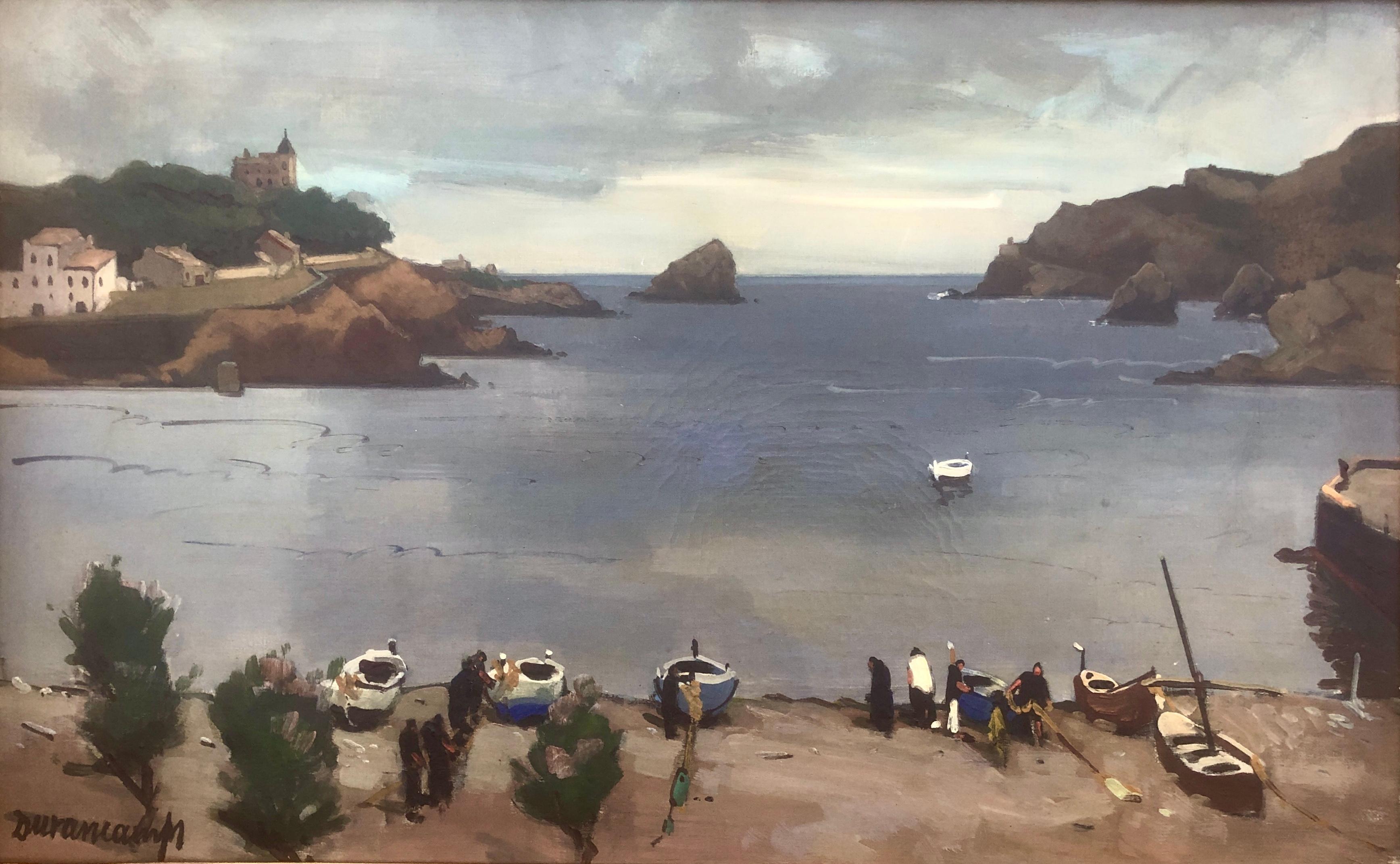 Paysage marin espagnol huile sur toile peinture art européen xx siècle cadaques