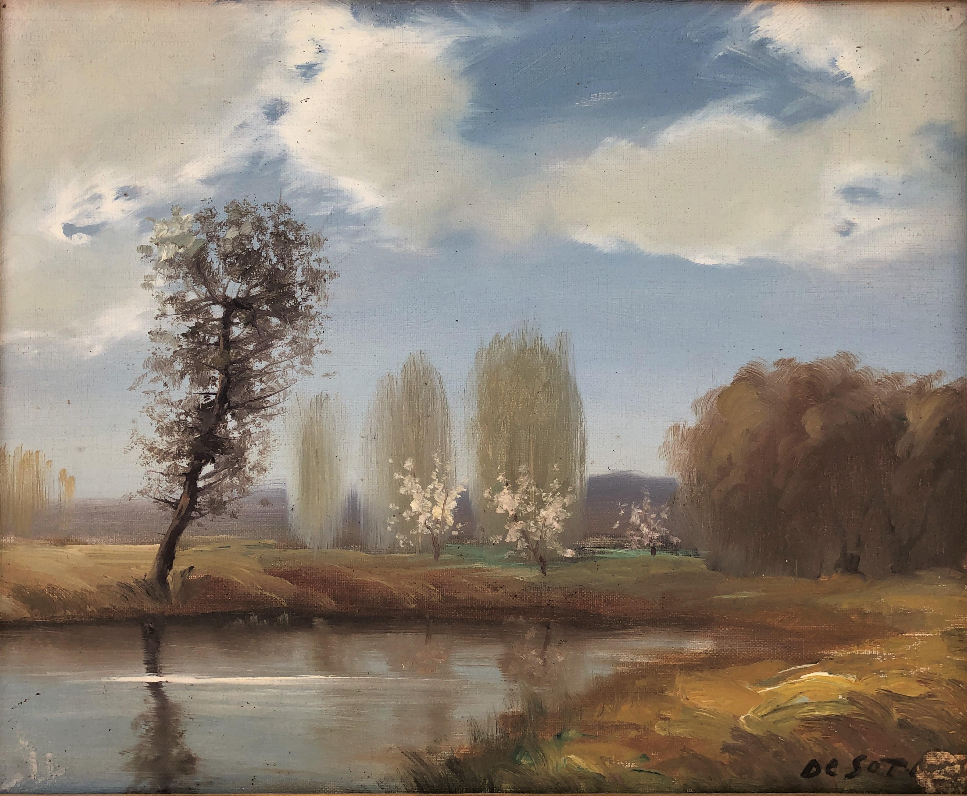 Rafael Fernández de Soto Landscape Painting - Spanish landscape oil on canvas painting