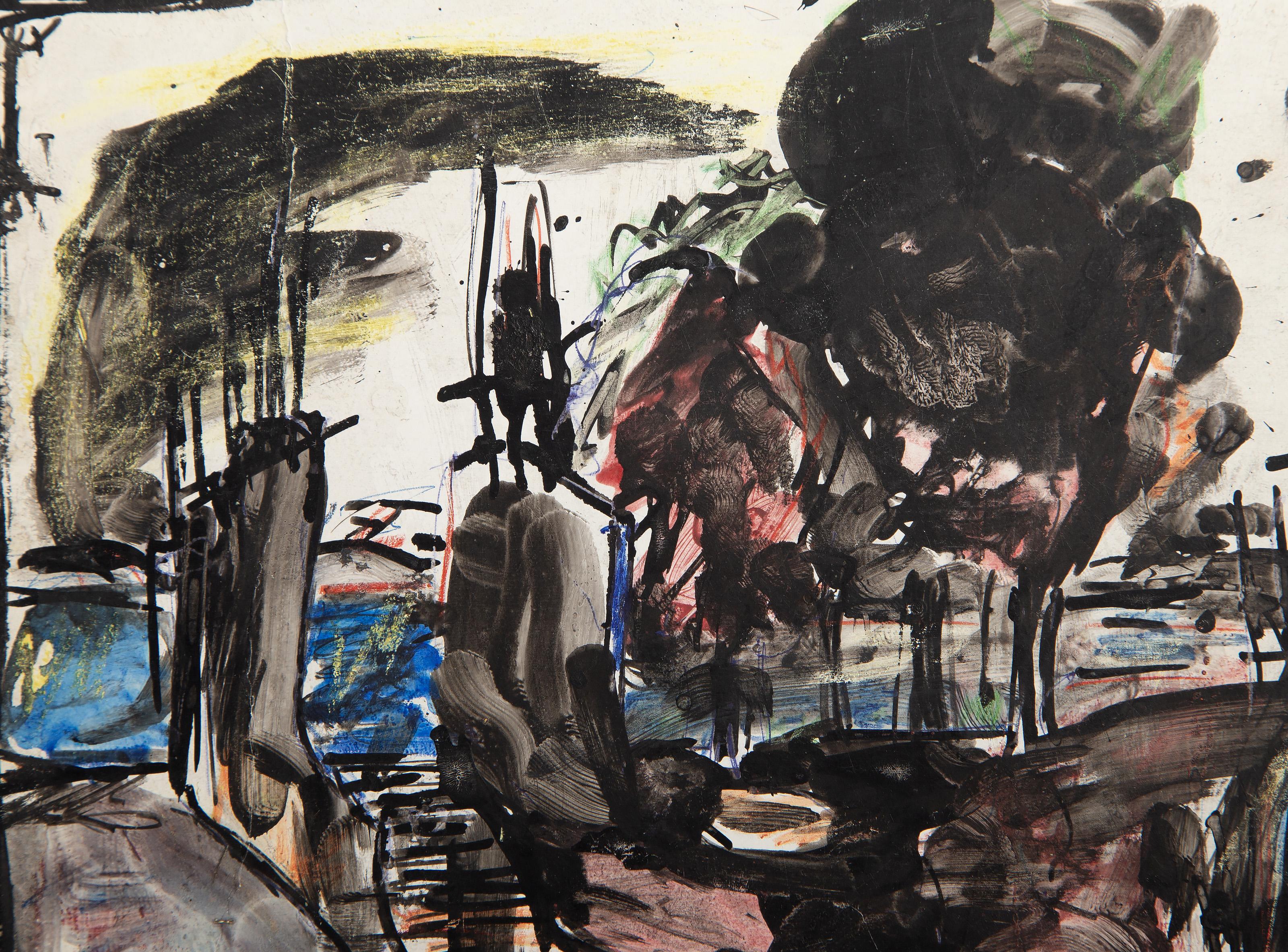 New Years Eve, New York, Gouache moderna su tavola di Rafael Fernandez - Painting di Rafa Fernandez