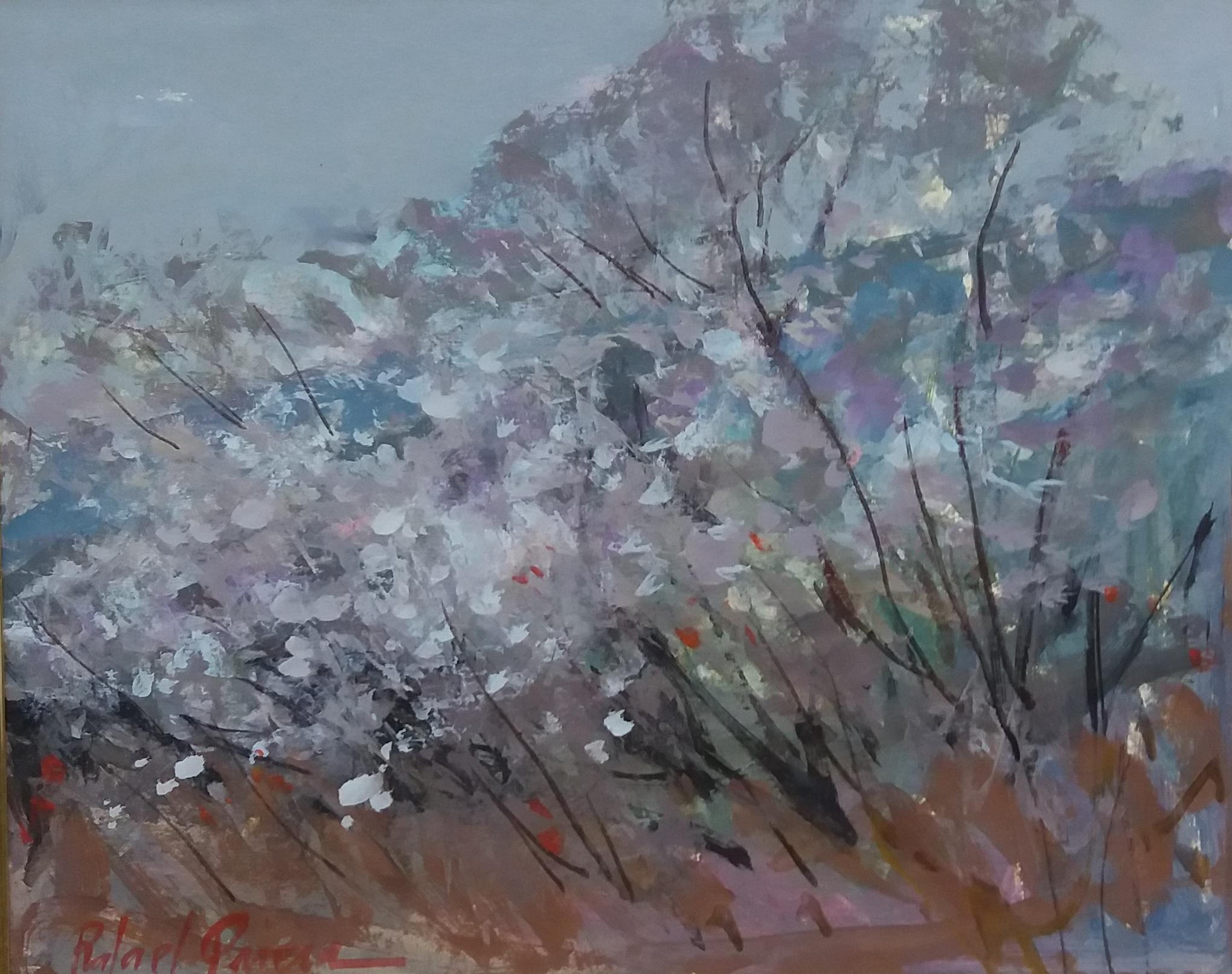 RAFAEL GRIERA   Blue Fleurs, pittura acrilica espressionista originale in vendita 1
