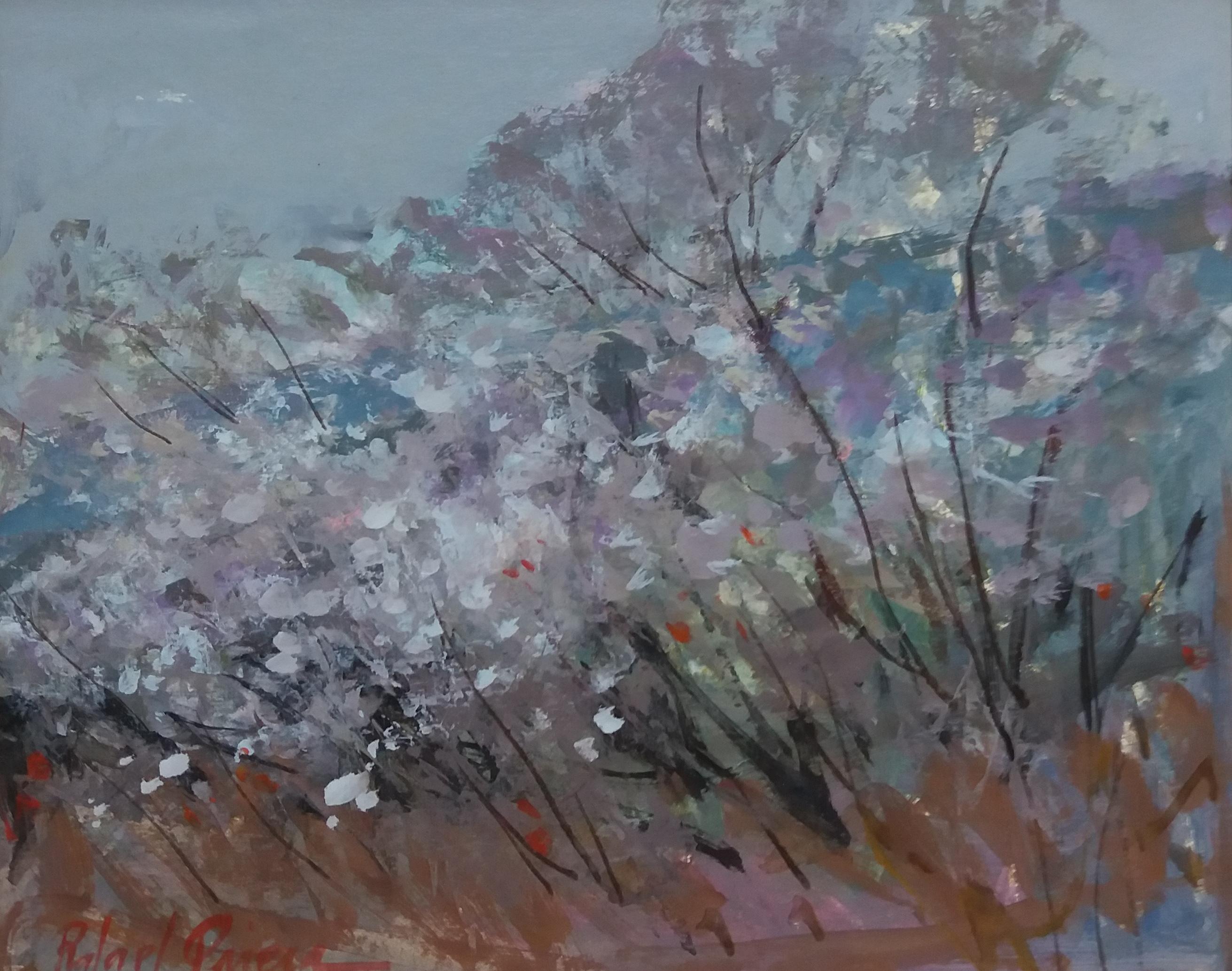 RAFAEL GRIERA   Blue Fleurs, pittura acrilica espressionista originale in vendita 2