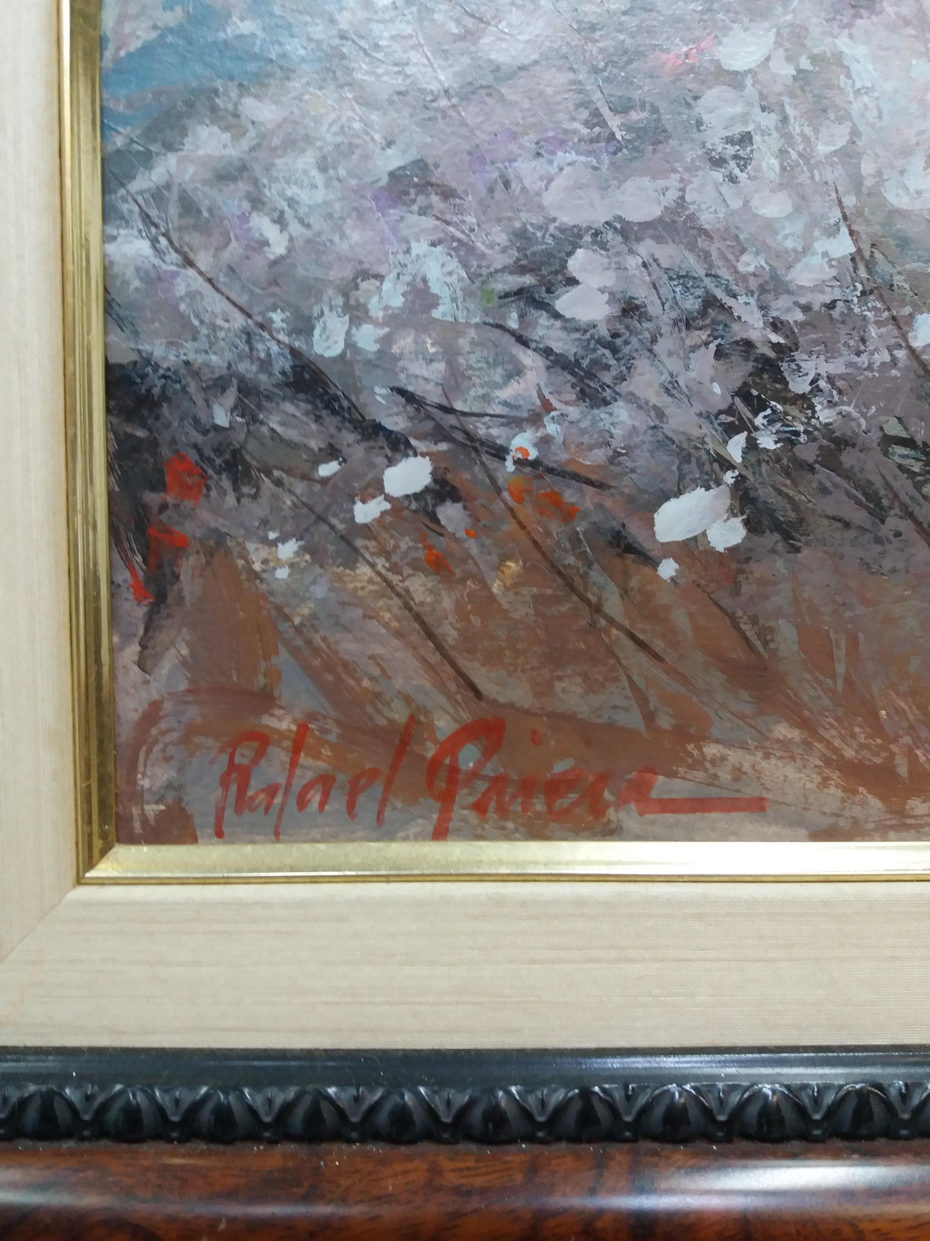 RAFAEL GRIERA   Blue Fleurs, pittura acrilica espressionista originale in vendita 3