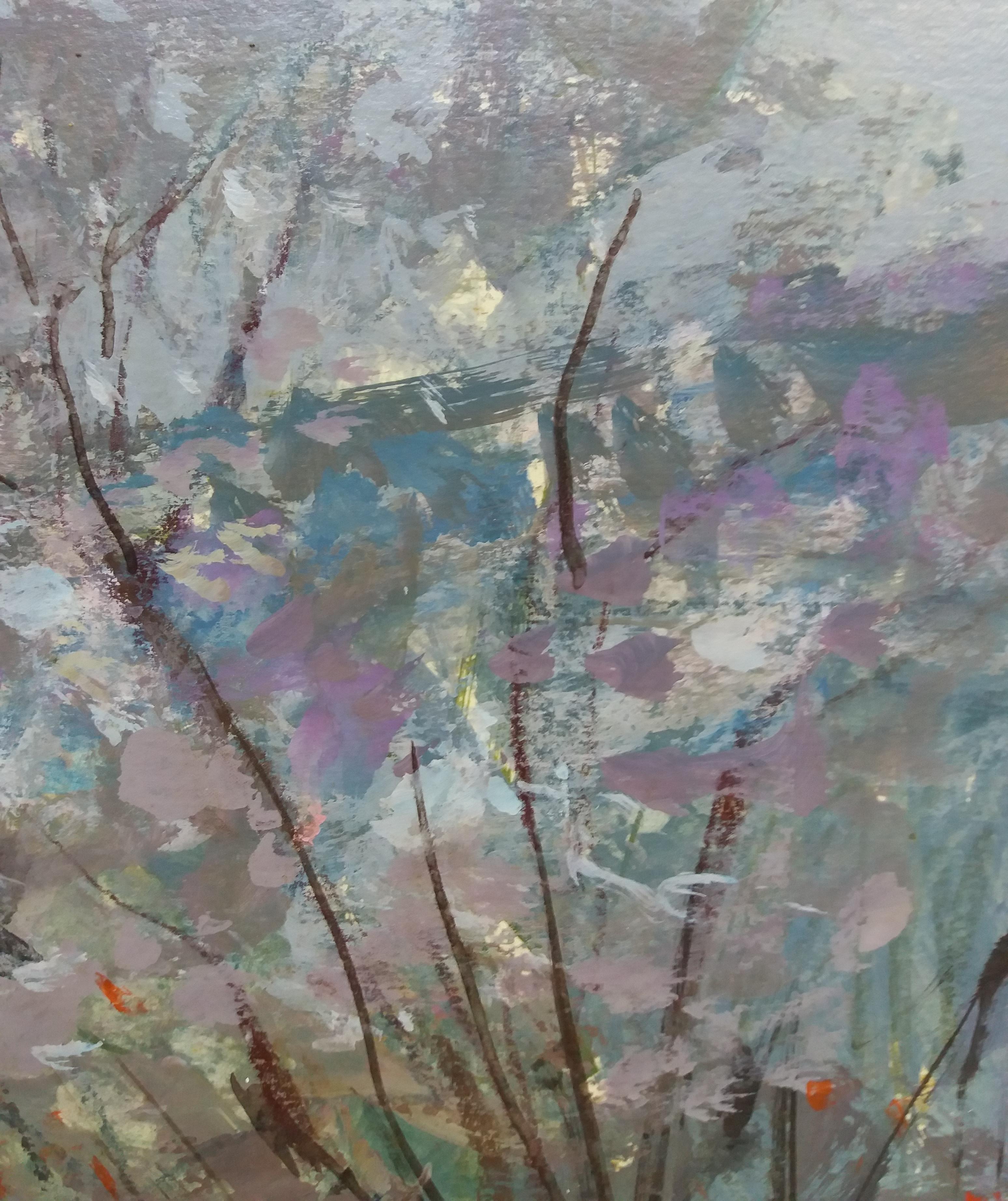RAFAEL GRIERA   Blue Fleurs, pittura acrilica espressionista originale in vendita 4