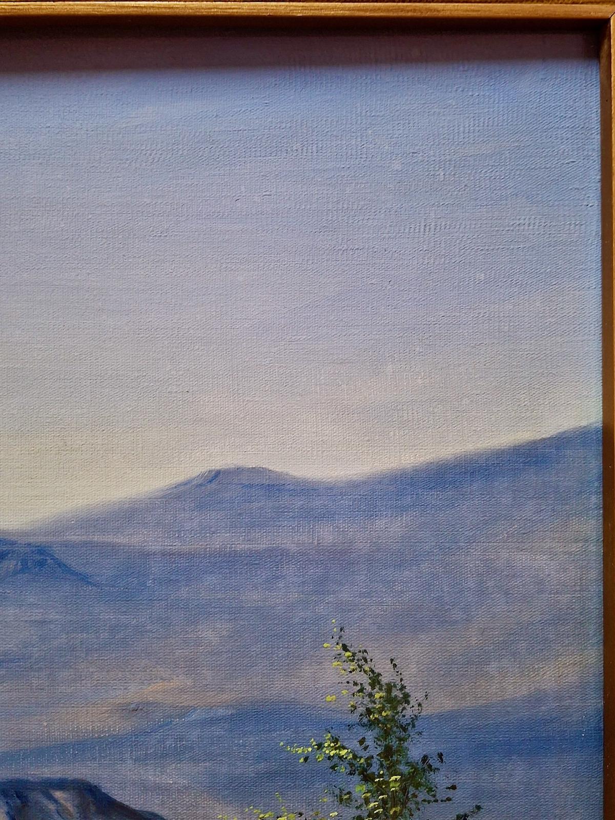 Popocatépetl, el segundo pico más alto de México - Landscape Painting Gris de Rafael Huerta Carreón