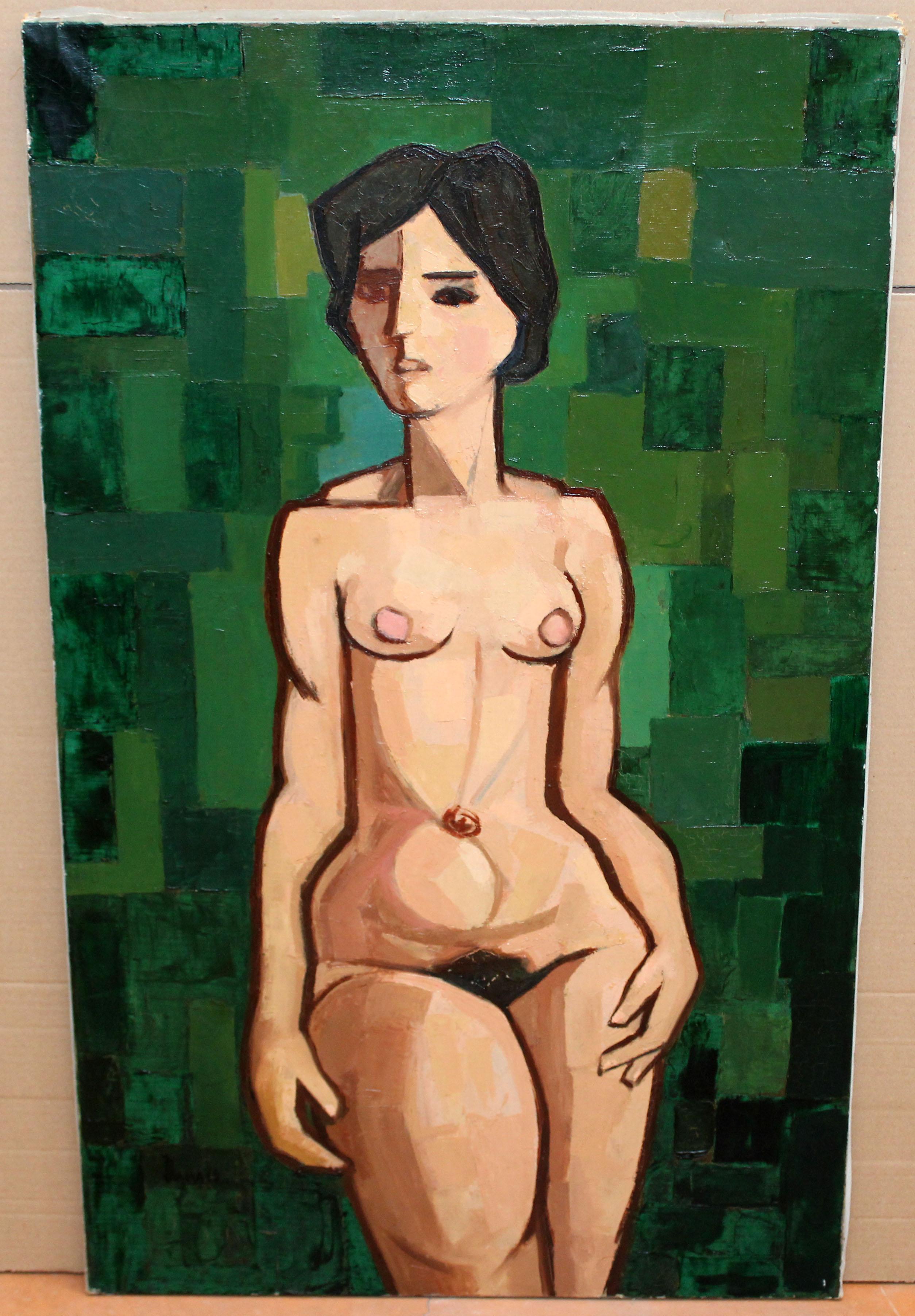 Desnudo femenino - Óleo sobre tela - Año 1960 - 100 cm. x 60 cm. - Painting de Rafael Illana Diez