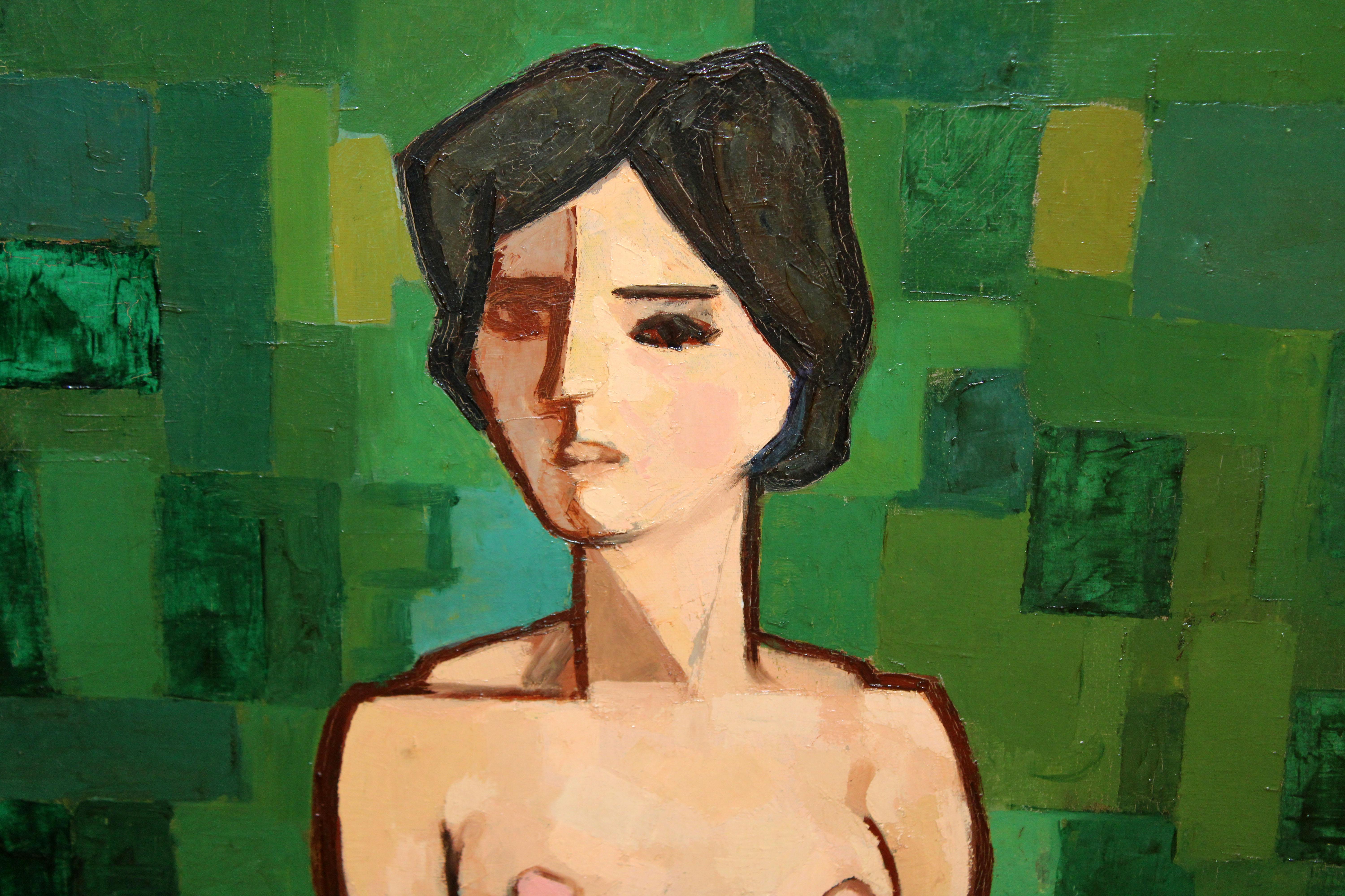 Desnudo femenino - Óleo sobre tela - Año 1960 - 100 cm. x 60 cm. - Painting Fauvista de Rafael Illana Diez