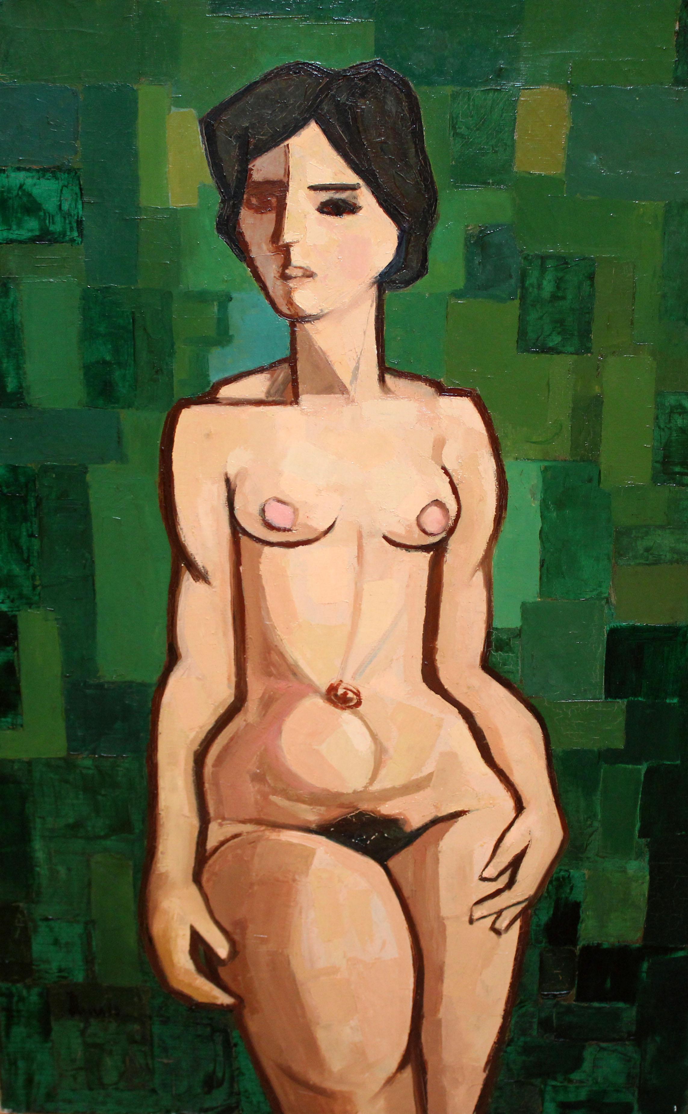 Nude Painting de Rafael Illana Diez - Desnudo femenino - Óleo sobre tela - Año 1960 - 100 cm. x 60 cm.