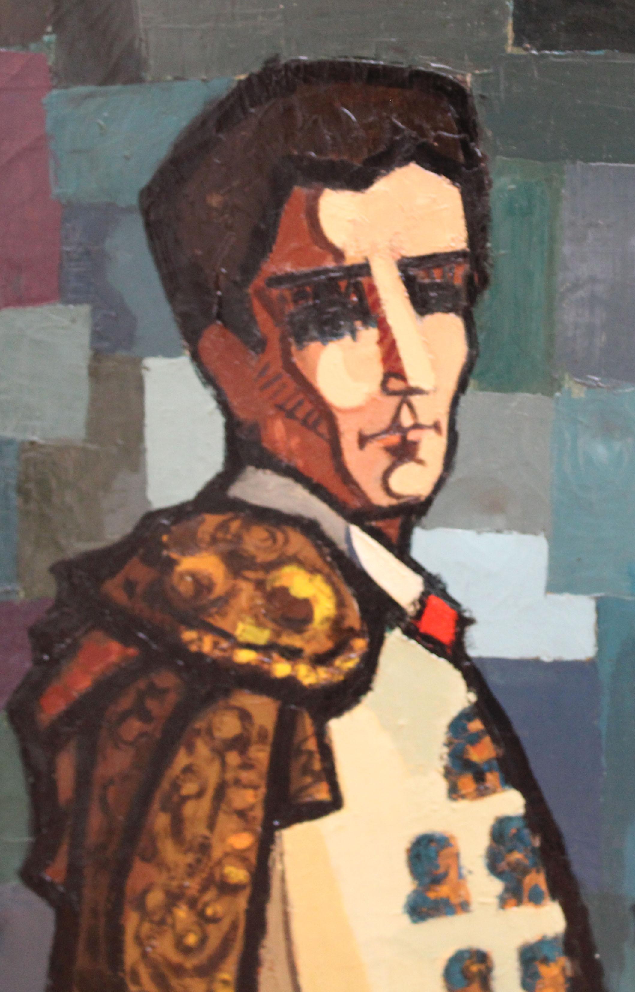 Torero - Óleo sobre tela - Año 1961 - 130 cm. x 73 cm. - Figurative Painting Negro de Rafael Illana Diez
