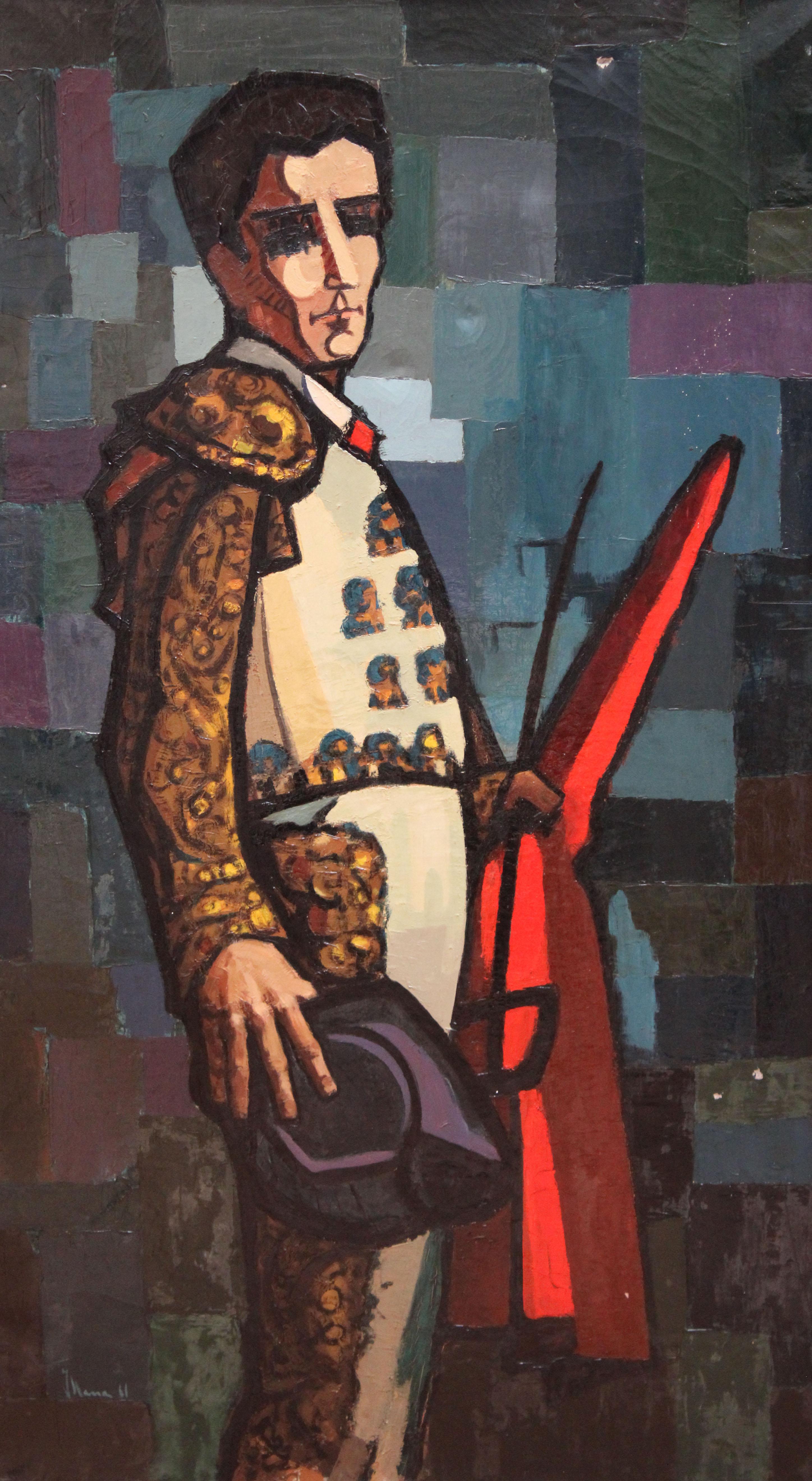 Figurative Painting de Rafael Illana Diez - Torero - Óleo sobre tela - Año 1961 - 130 cm. x 73 cm.