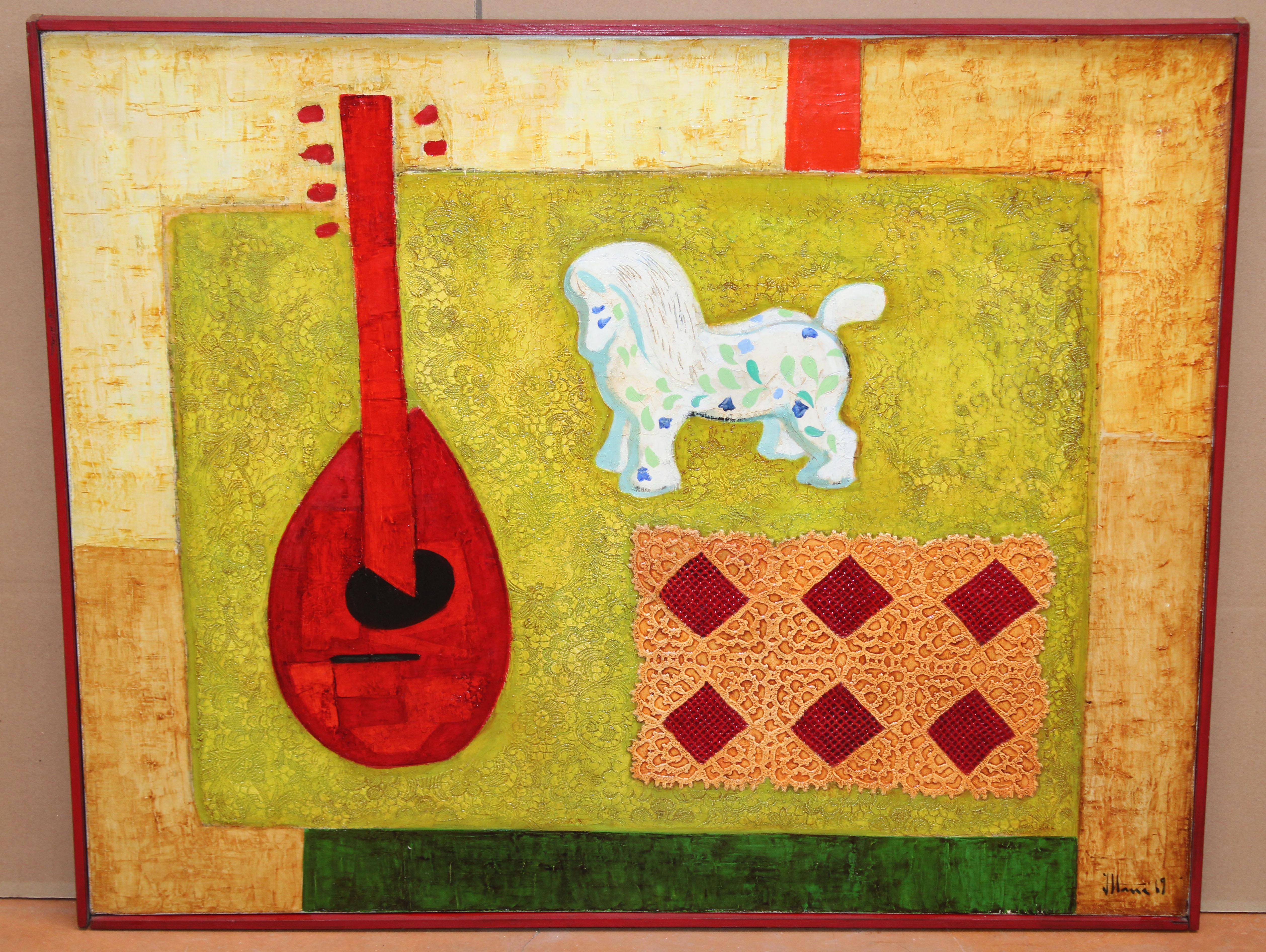 Óleo sobre tela - Ajedrez - Año 1969 - Painting de Rafael Illana