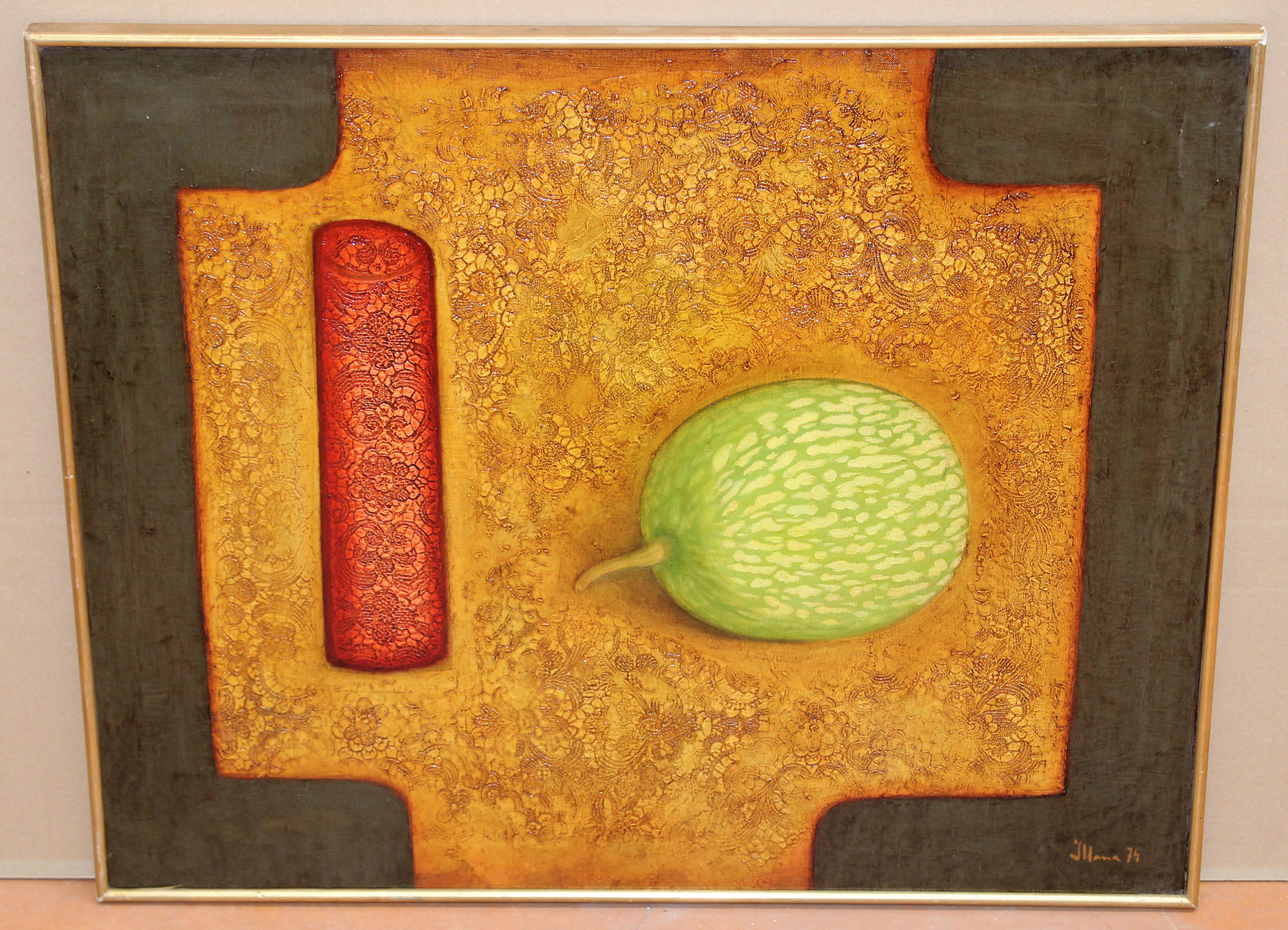 Óleo sobre tela - Composición - Año 1974 - Painting by Rafael Illana