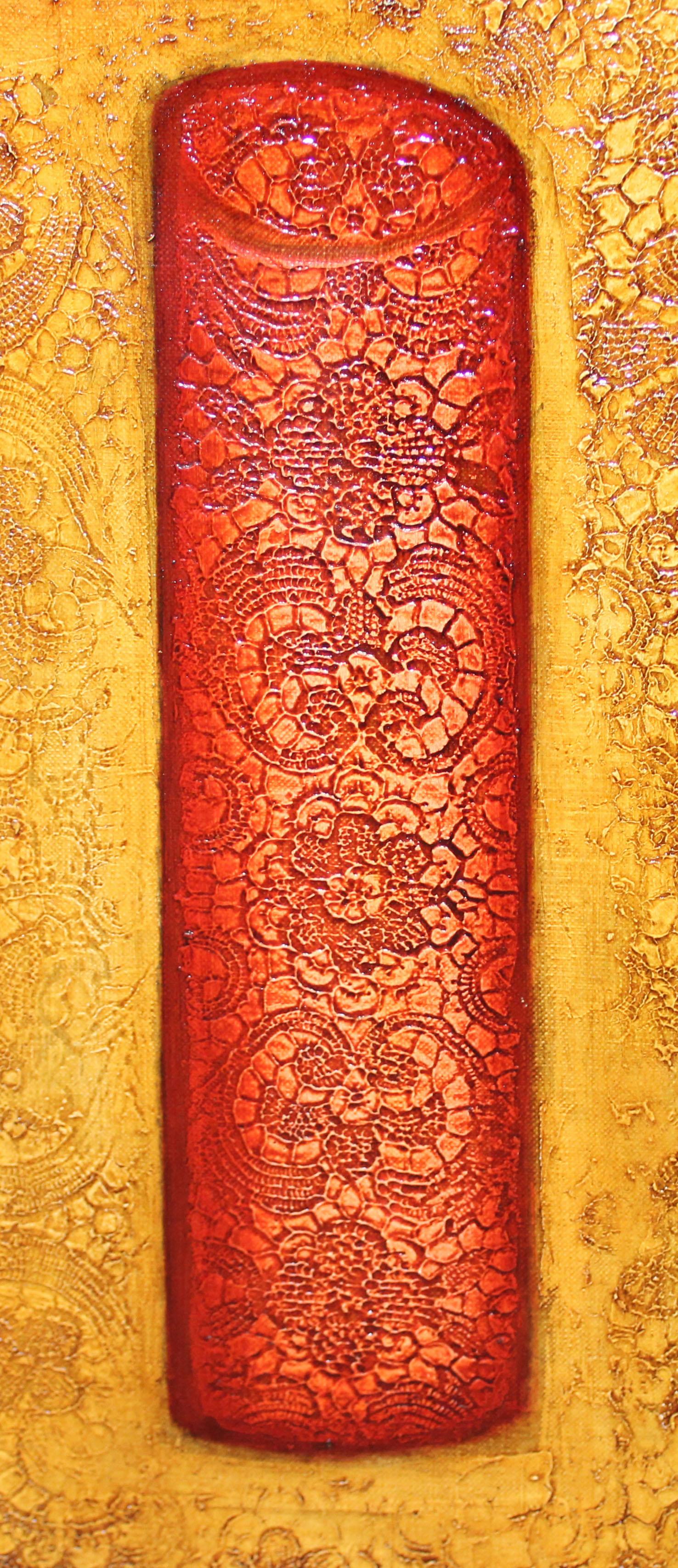 Óleo sobre tela - Composición - Año 1974 - Orange Still-Life Painting by Rafael Illana