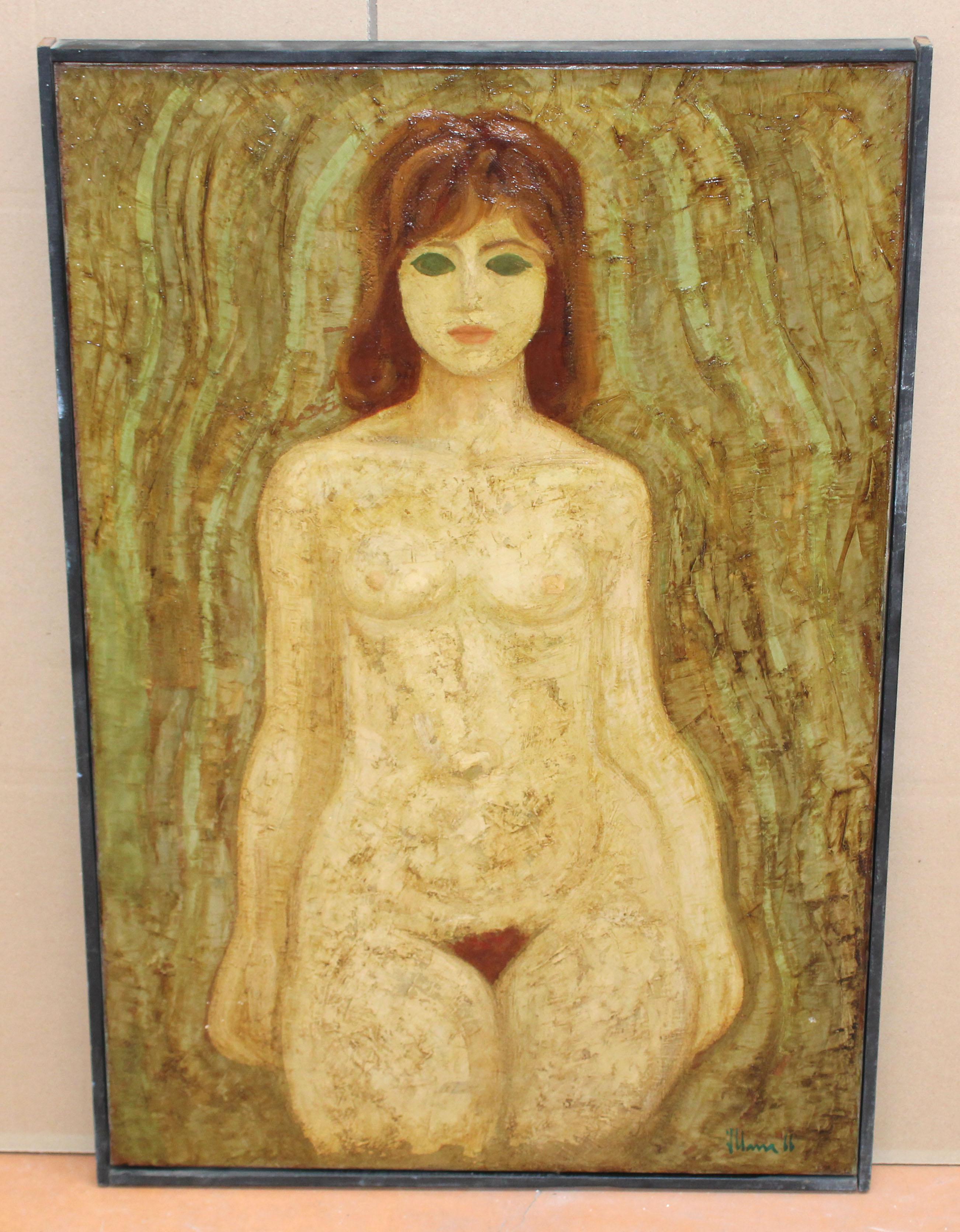 Óleo sobre tela - Desnudo femenino - Año 1966 - Painting de Rafael Illana