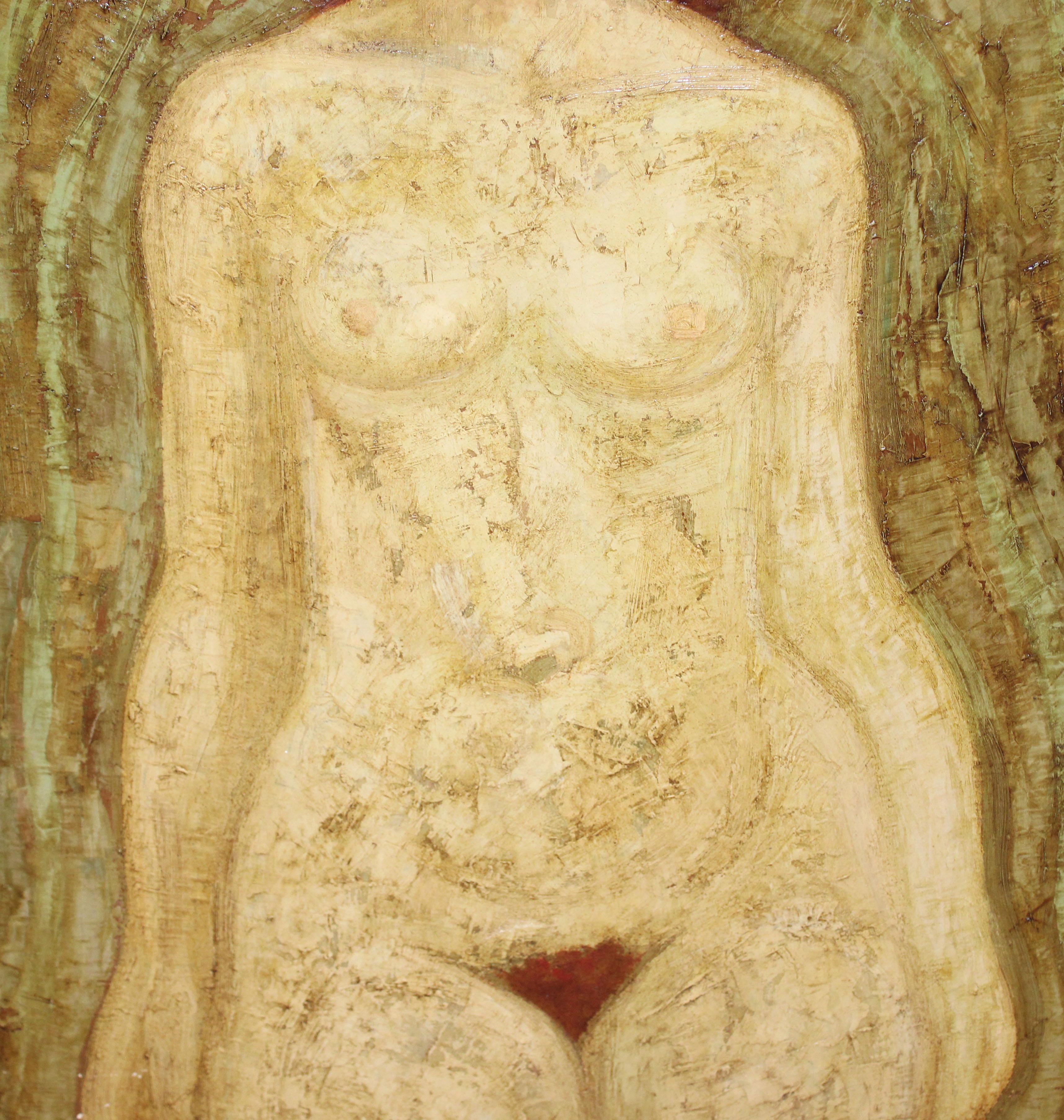 Óleo sobre tela - Desnudo femenino - Año 1966 - Nude Painting Marrón de Rafael Illana
