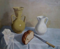 Rafael Illana   BREAD  JARS  original still life  acrylic painting