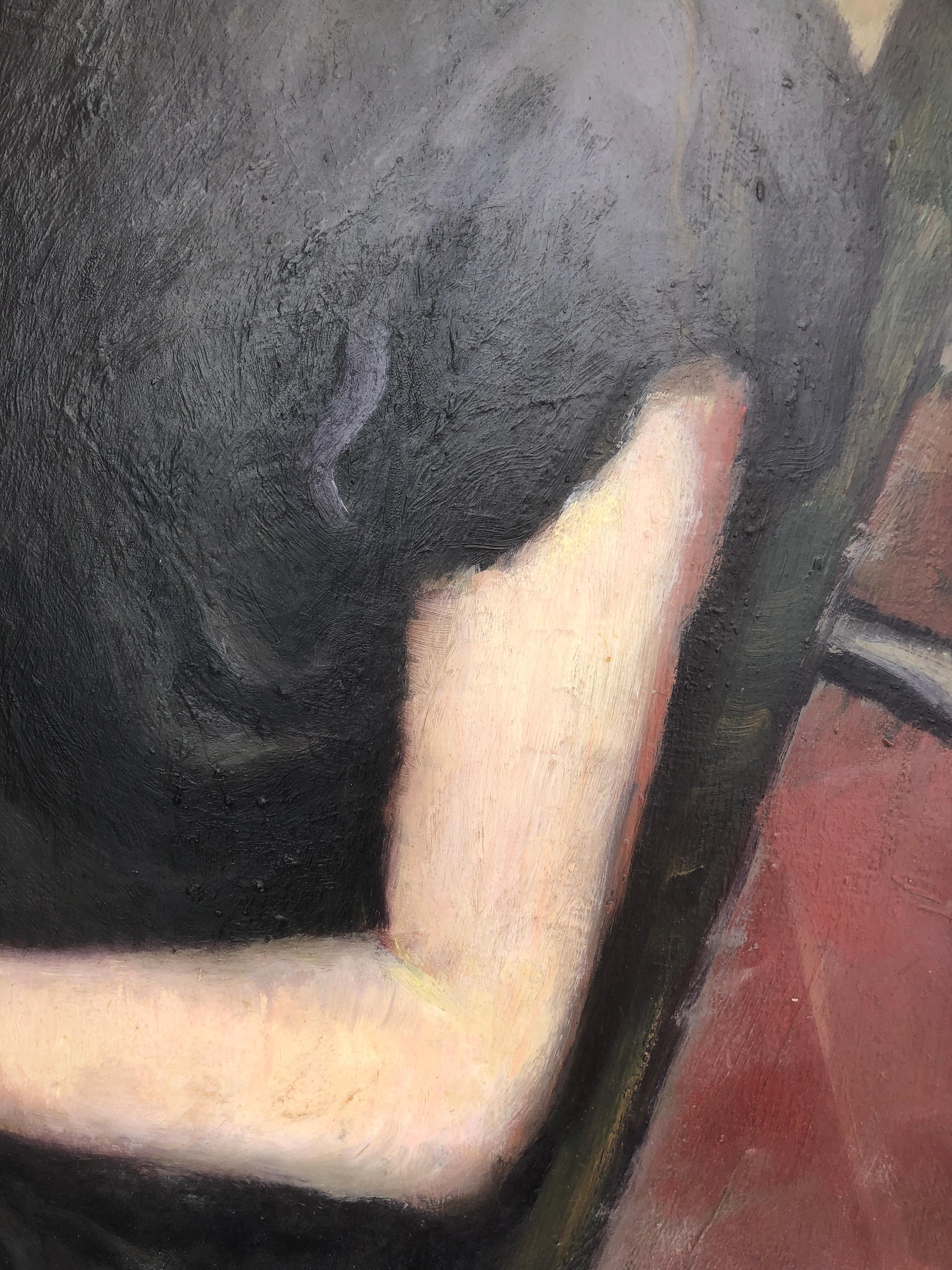 ragazza che legge olio su tela - Painting Impressionismo di Rafael Llimona