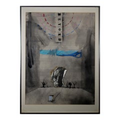 Rafael Mahdavi Beyond/Hello Mid-Century Modern Collage Drawing Framed 1972 Rafael Mahdavi Beyond/Hello Mid-Century Modern Collage Drawing Framed 1972