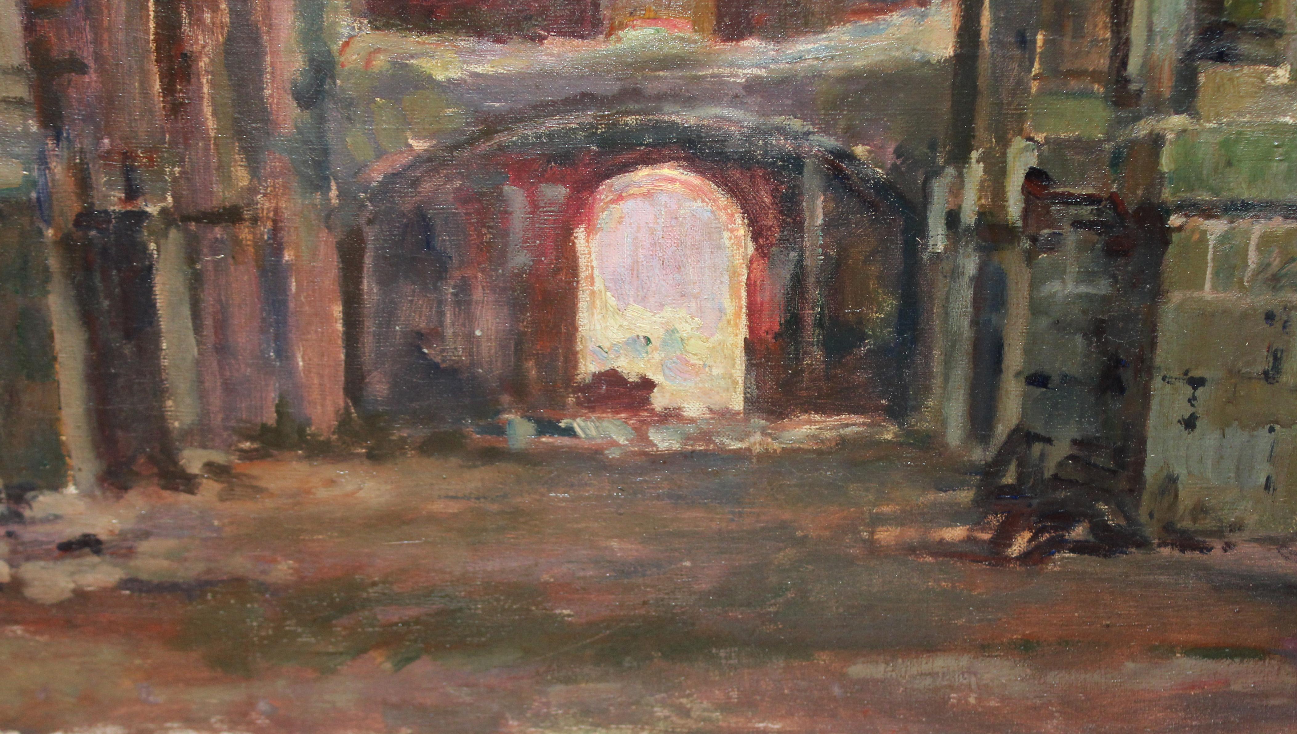 Óleo sobre tela - Interior de iglesia - Año 1935 For Sale 2
