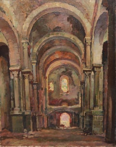 Óleo sobre tela - Interior de iglesia - Año 1935