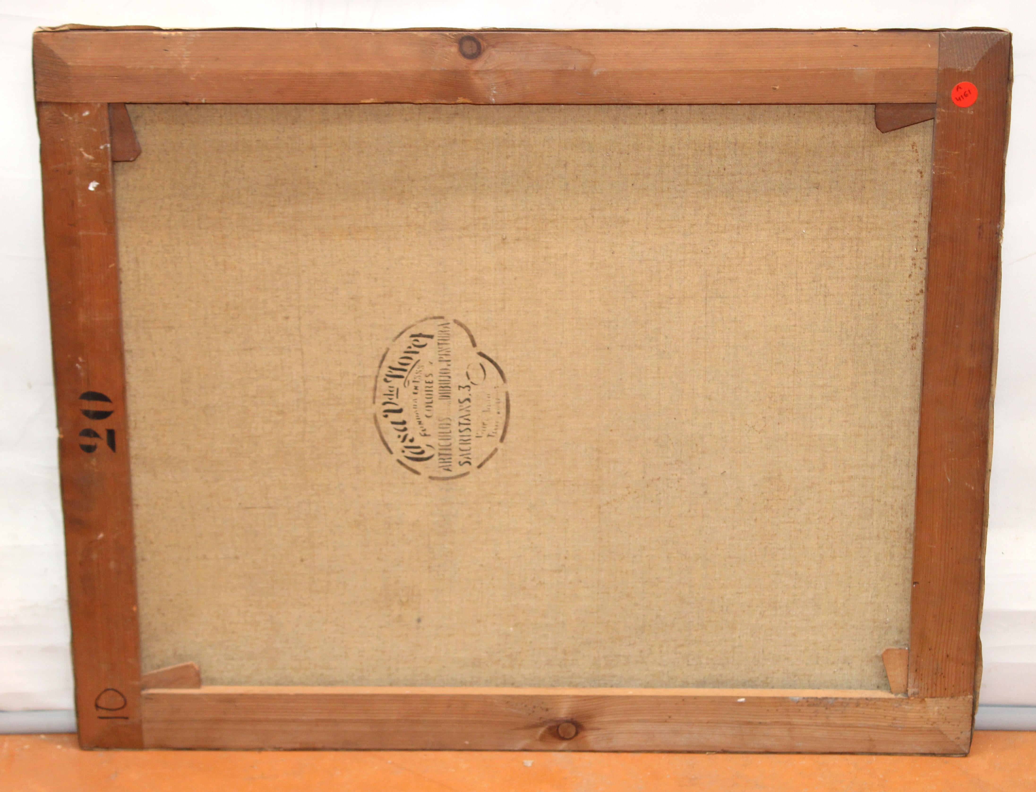 Óleo sobre tela - Pueblo costero - Año 1933 For Sale 5