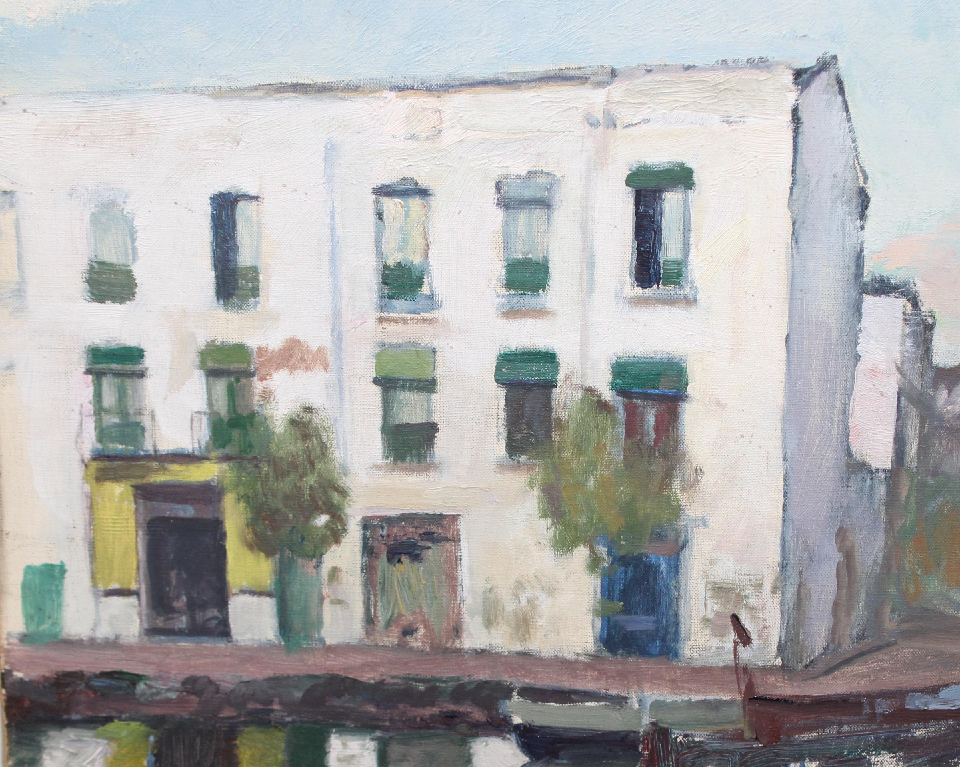 Óleo sobre tela - Pueblo costero - Año 1933 - Impressionist Painting by Rafael Martínez Padilla